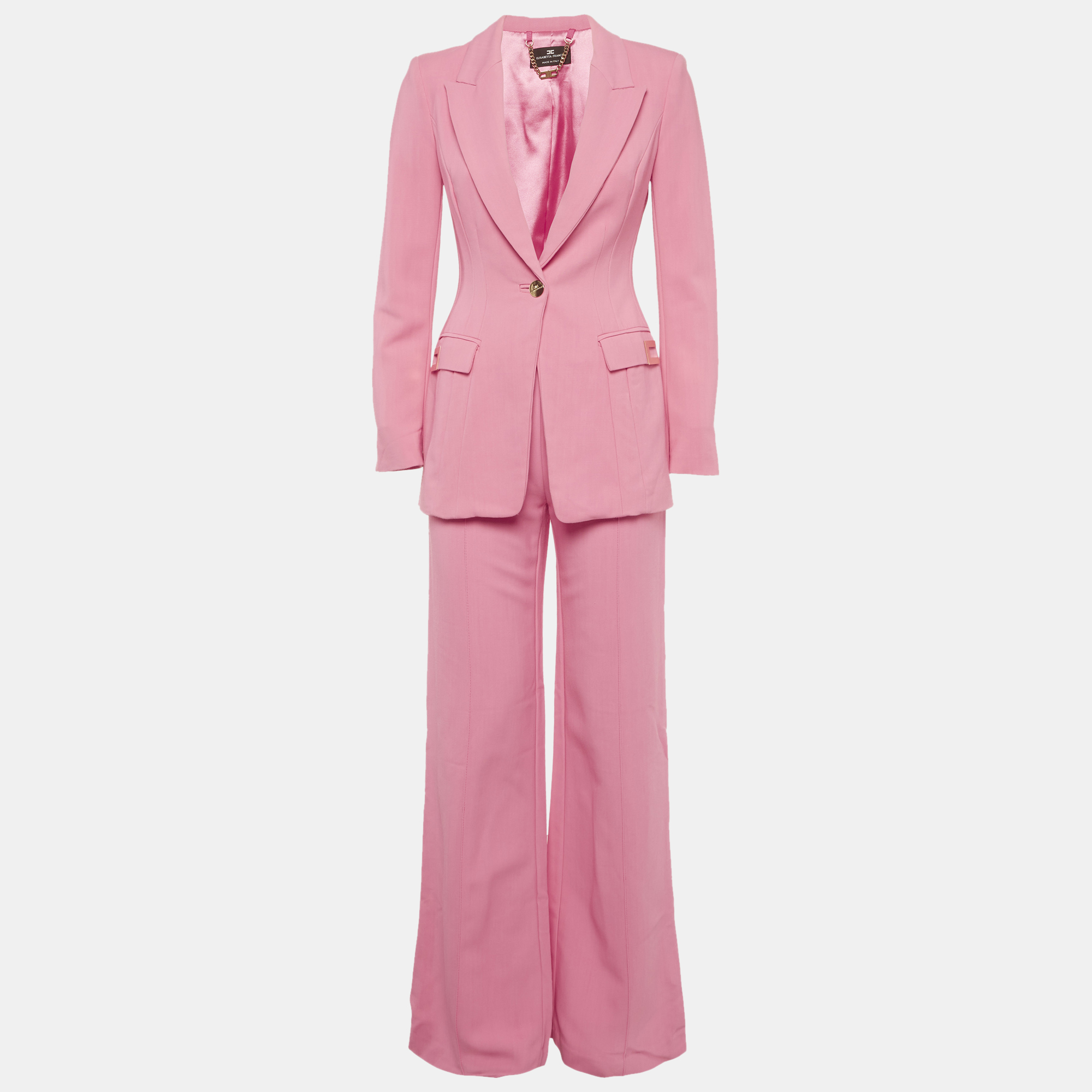 

Elisabetta Franchi Pink Crepe Tailored Suit S