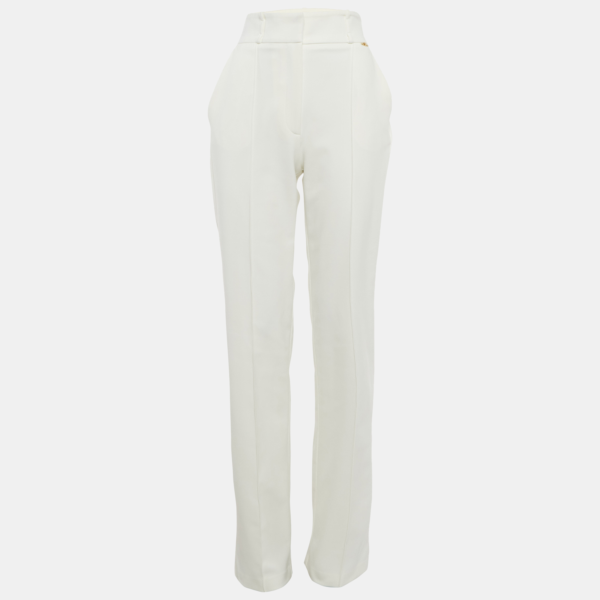 

Elisabetta Franchi White Stretch Gabardine Trousers M