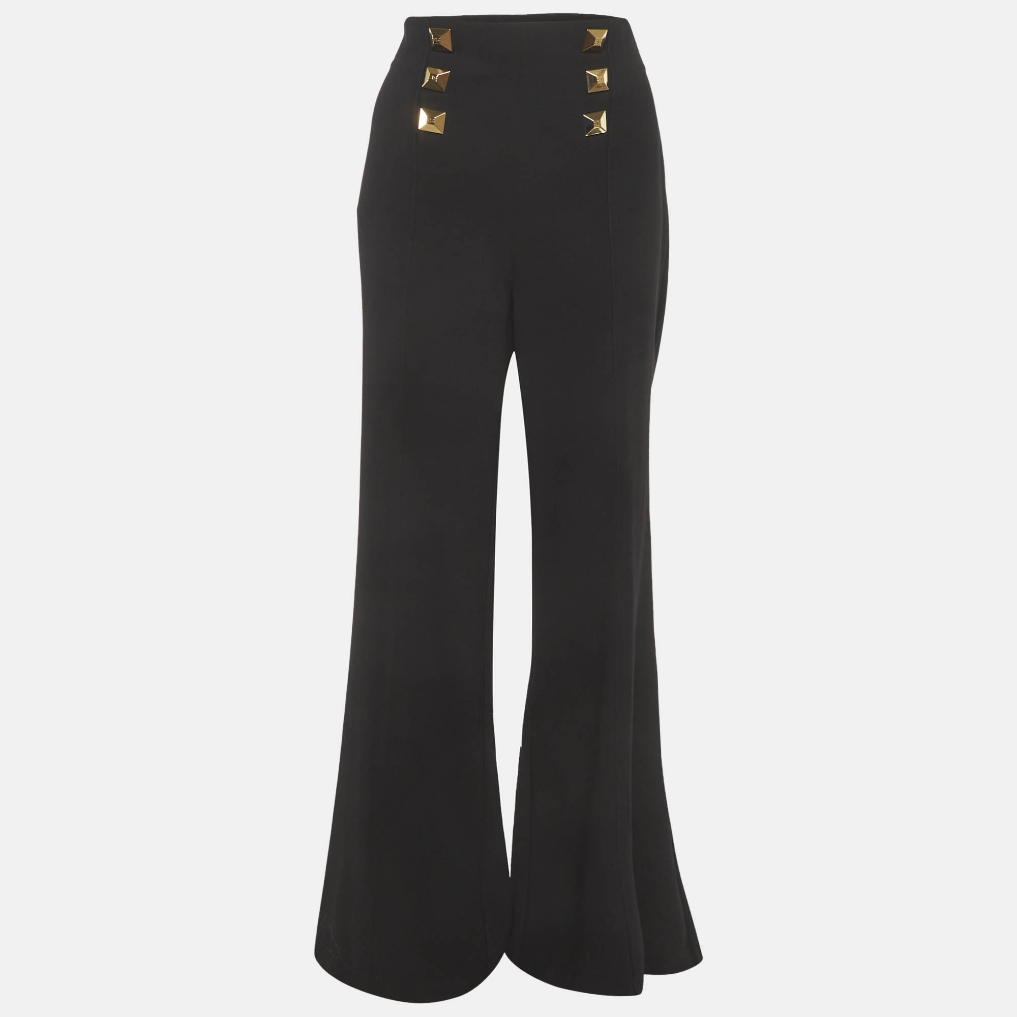 

Elisabetta Franchi Black Crepe Wide-Leg Trousers M