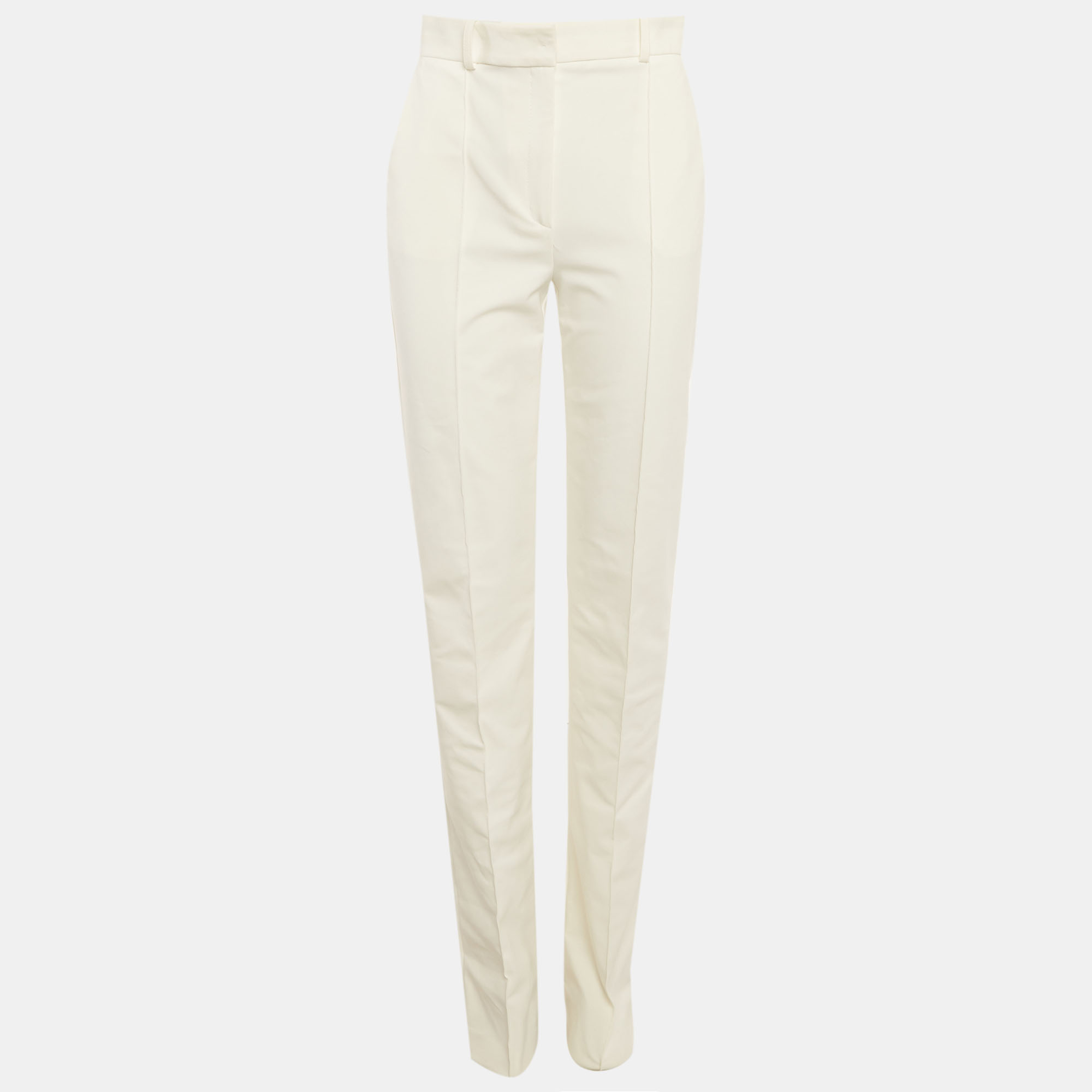 

Elisabetta Franchi Off-White Twill Straight Fit Trousers M