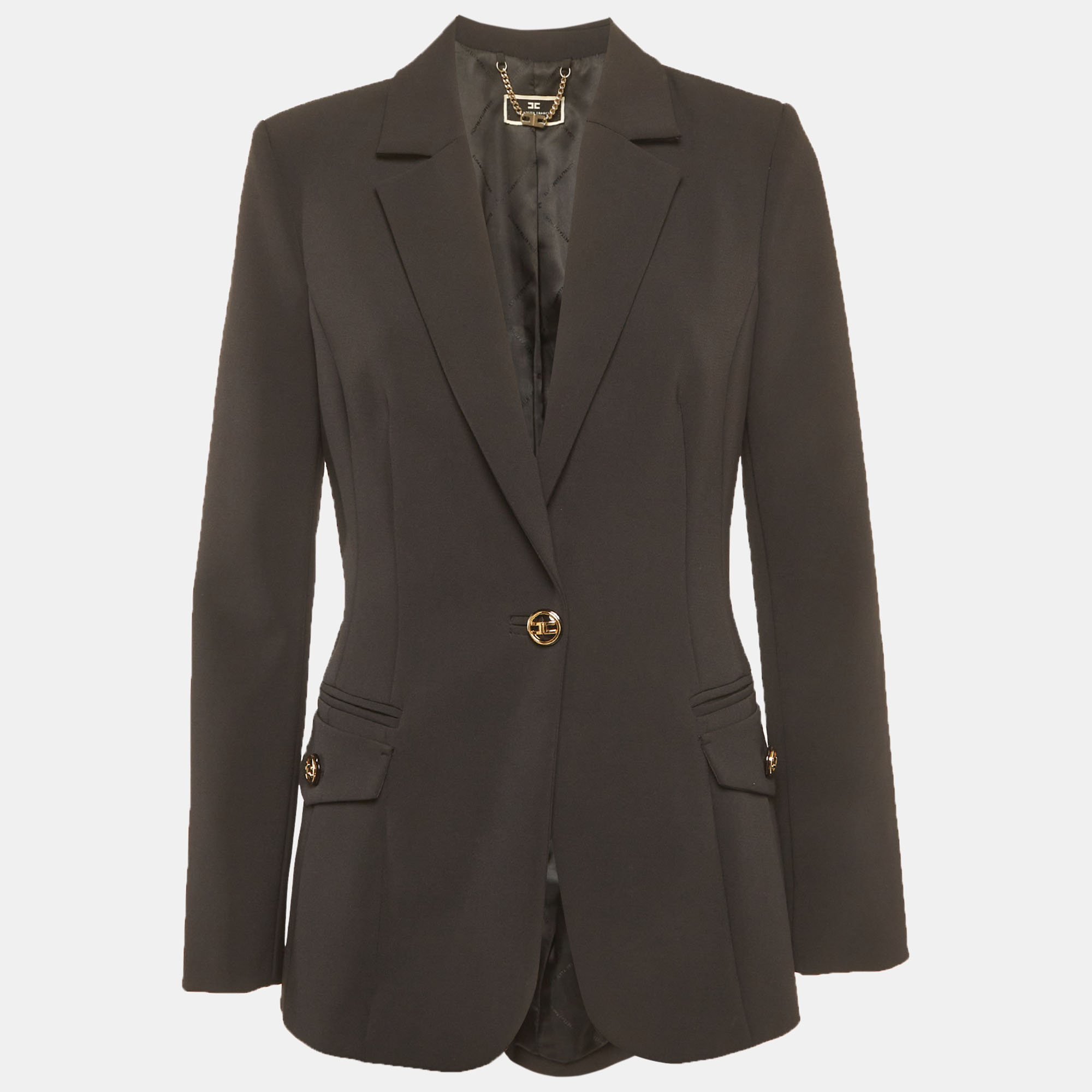 

Elisabetta Franchi Black Crepe Blazer L