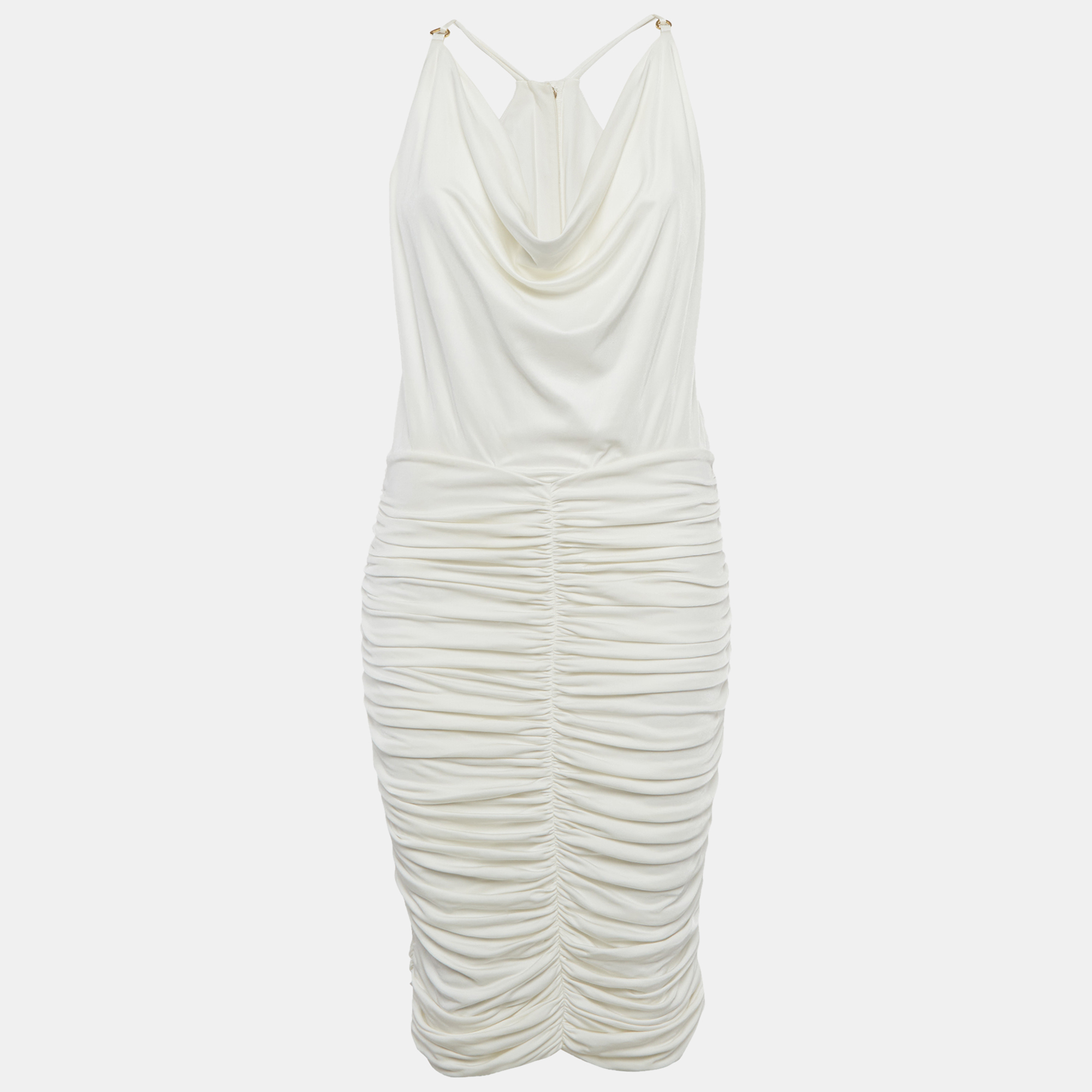 

Elisabetta Franchi White Jersey Ruched Bodycon Dress M