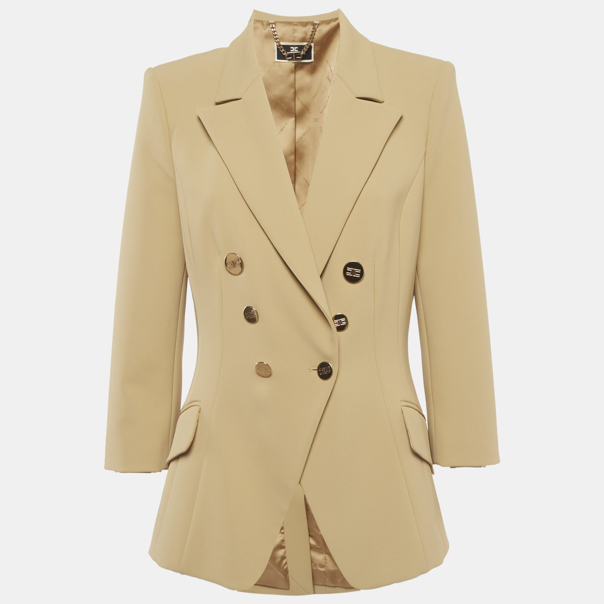 

Elisabetta Franchi Beige Double Breasted Blazer L