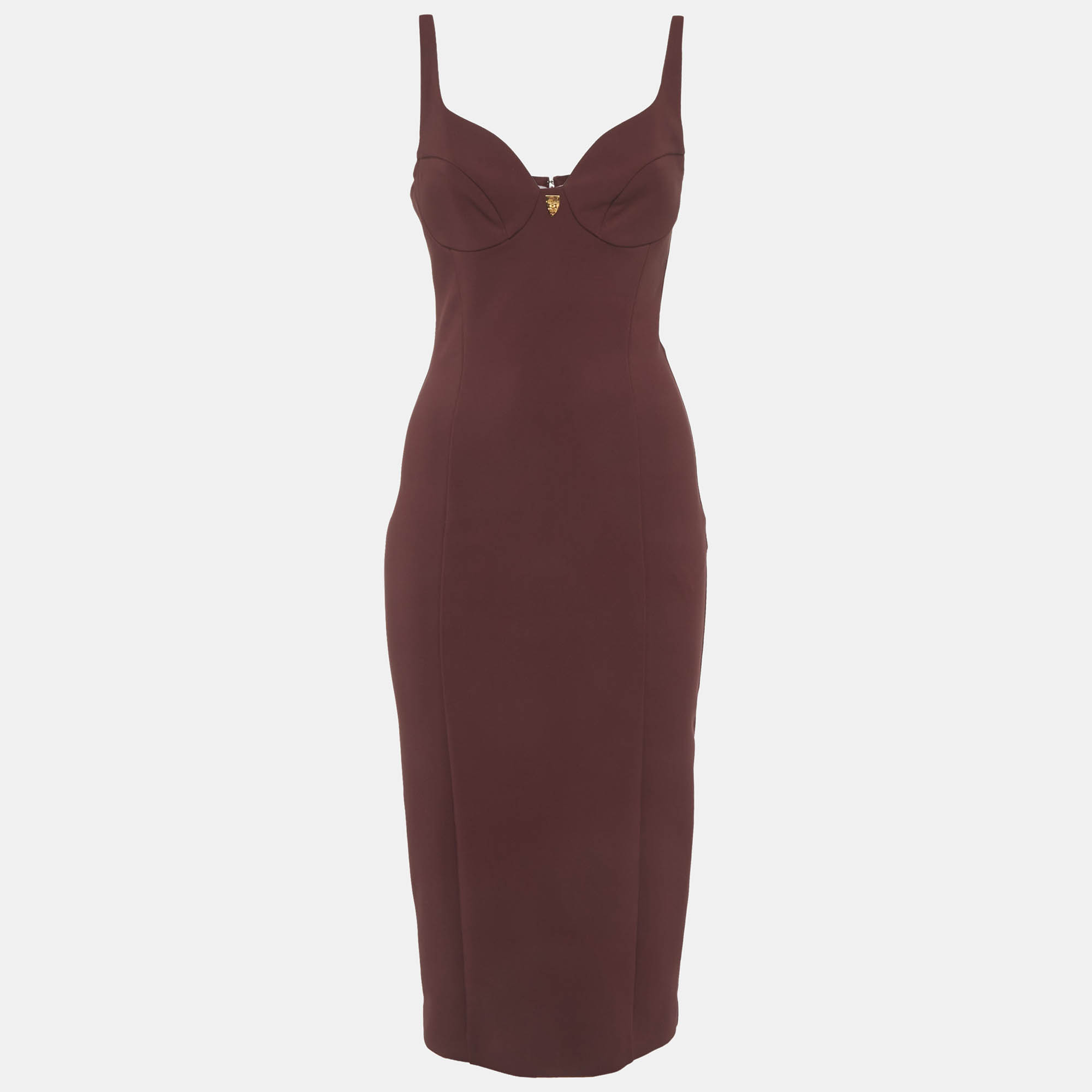 

Elisabetta Franchi Burgundy Crepe Sheath Midi Dress M
