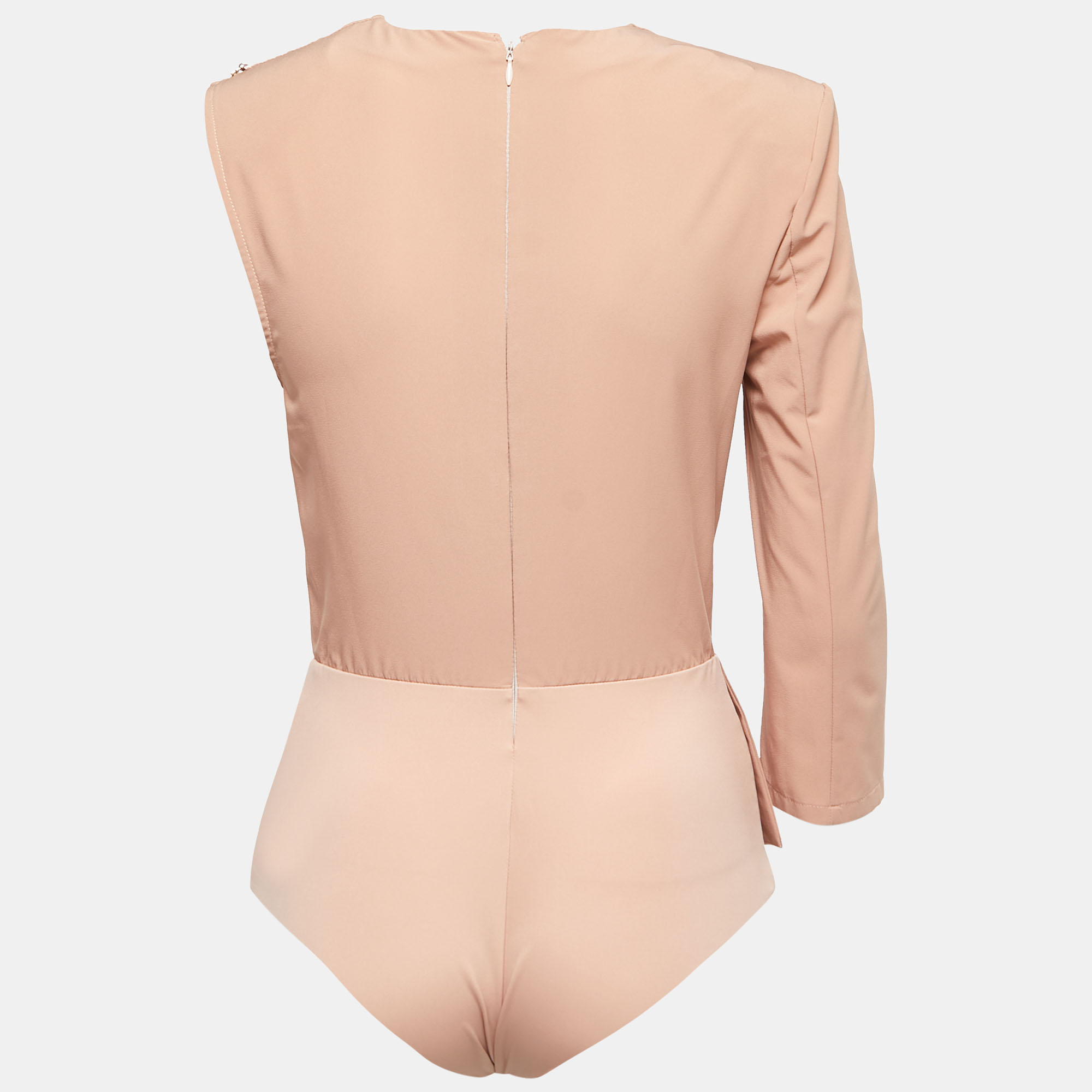 

Elisabetta Franchi Pink Jersey Draped One Shoulder Bodysuit