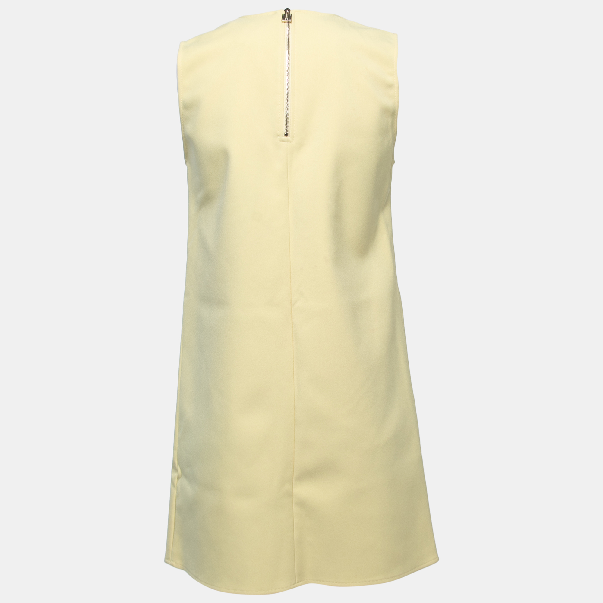 

Elisabetta Franchi Yellow Crepe Bow Detail Sleeveless Mini Dress