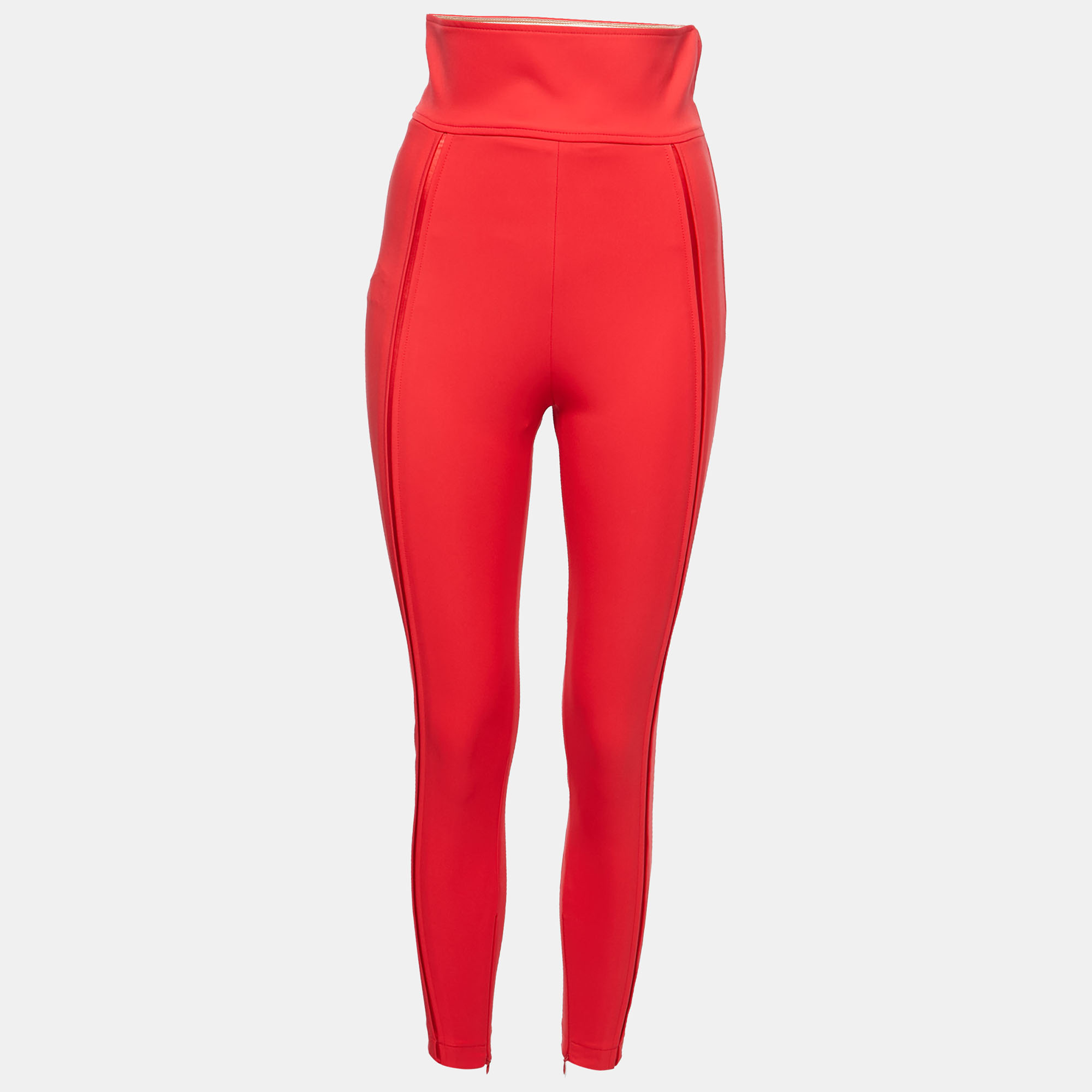 

Elisabetta Franchi Red Stretch Crepe High-Waist Skinny Trousers