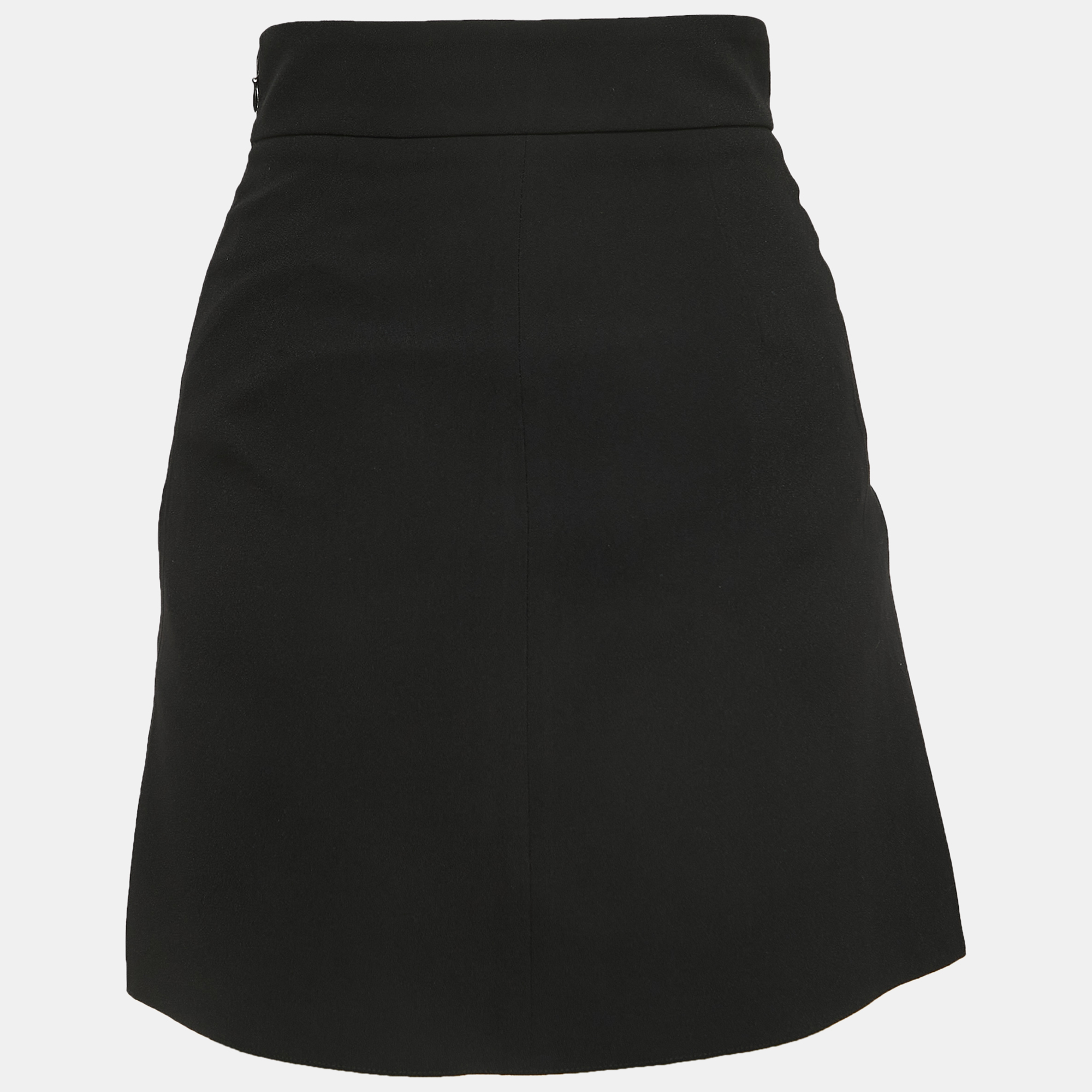 

Elisabetta Franchi Black Crepe Logo Buttoned Mini Skirt