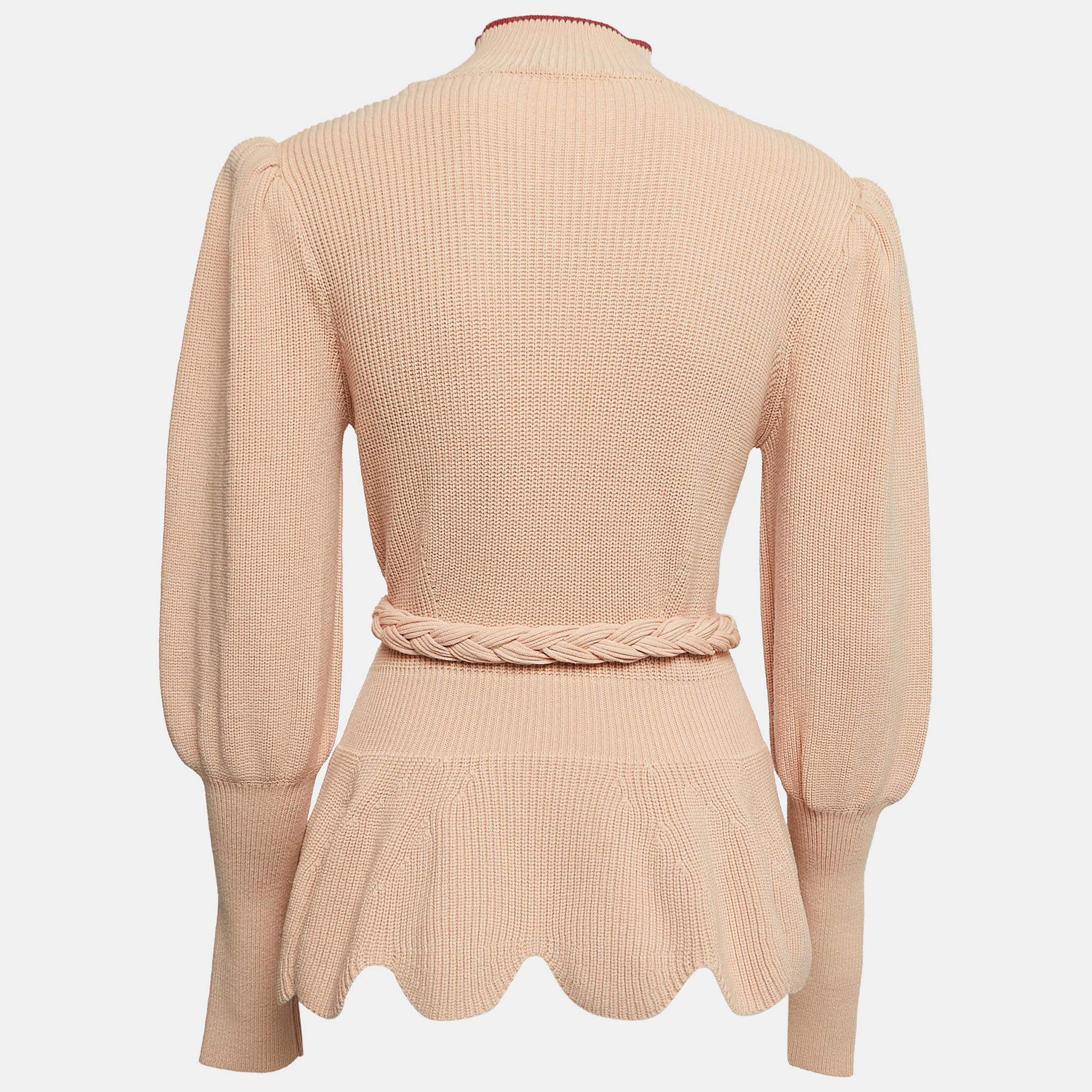 

Elisabetta Franchi Light Pink Knit Belted Turtleneck Sweater