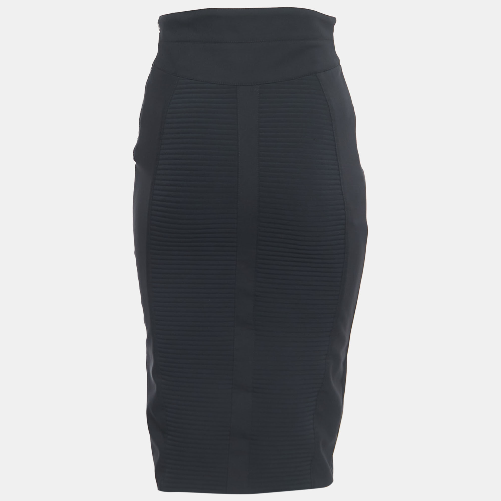 

Elisabetta Franchi Black Pleated Jersey Pencil Skirt