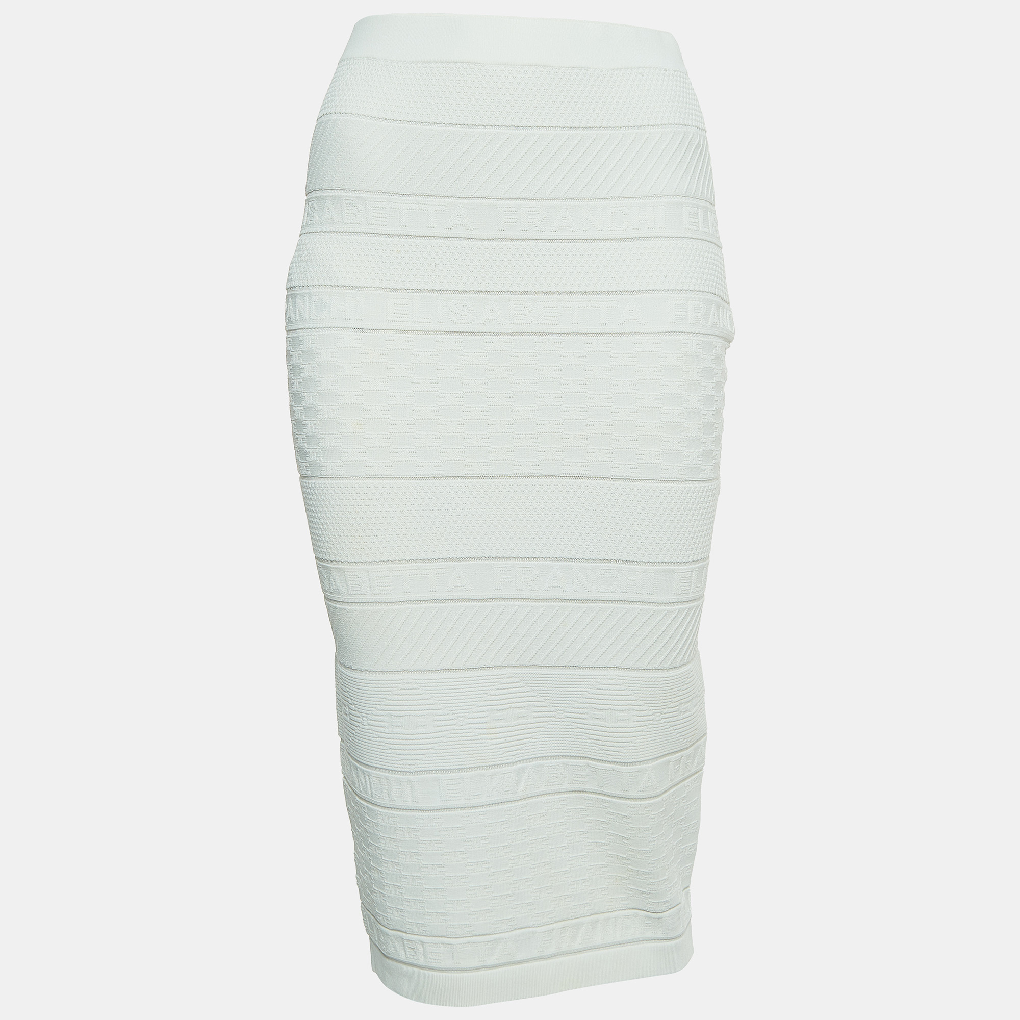 

Elisabetta Franchi White Jacquard Knit Pencil Skirt