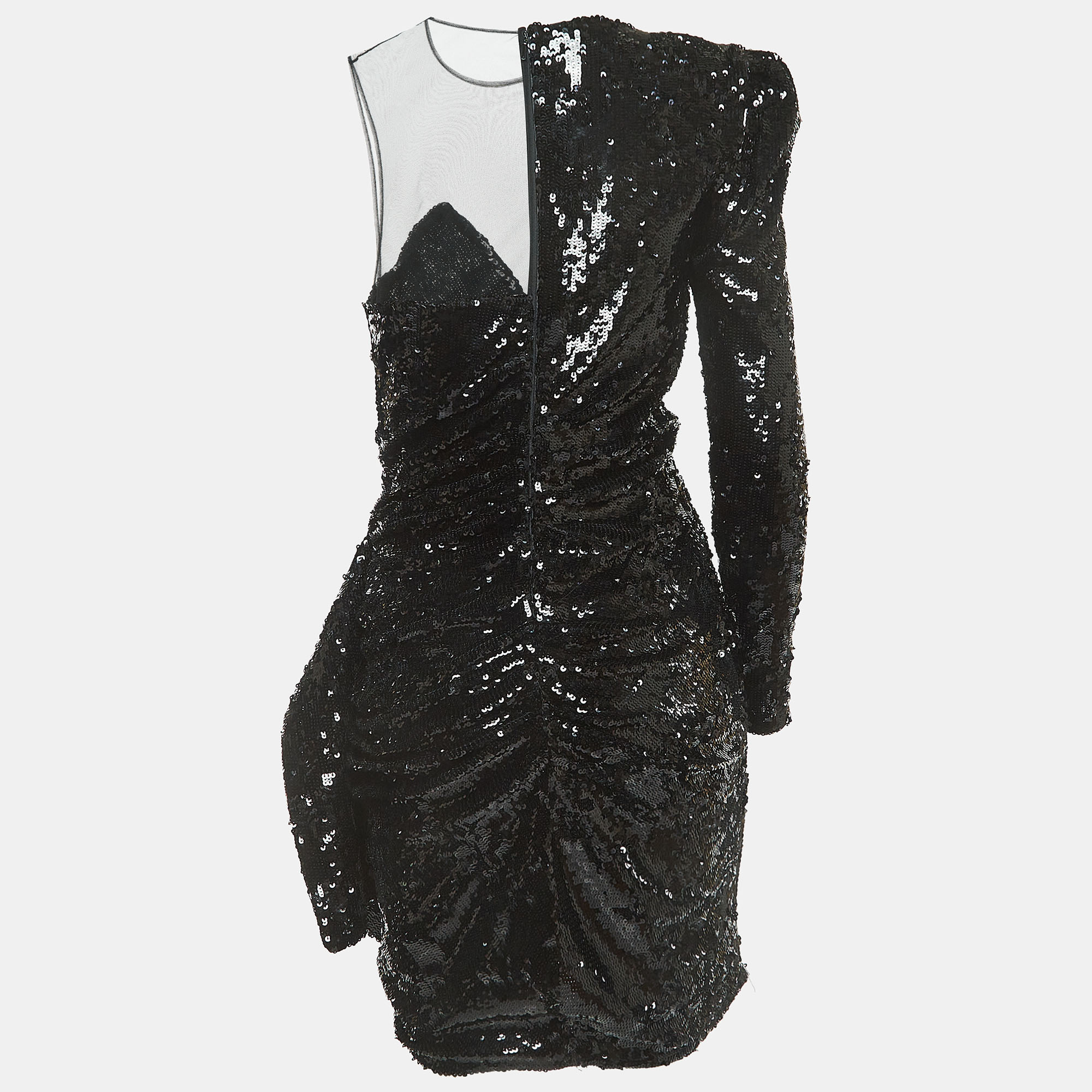 

Elisabetta Franchi Black Sequined One Shoulder Mini Dress
