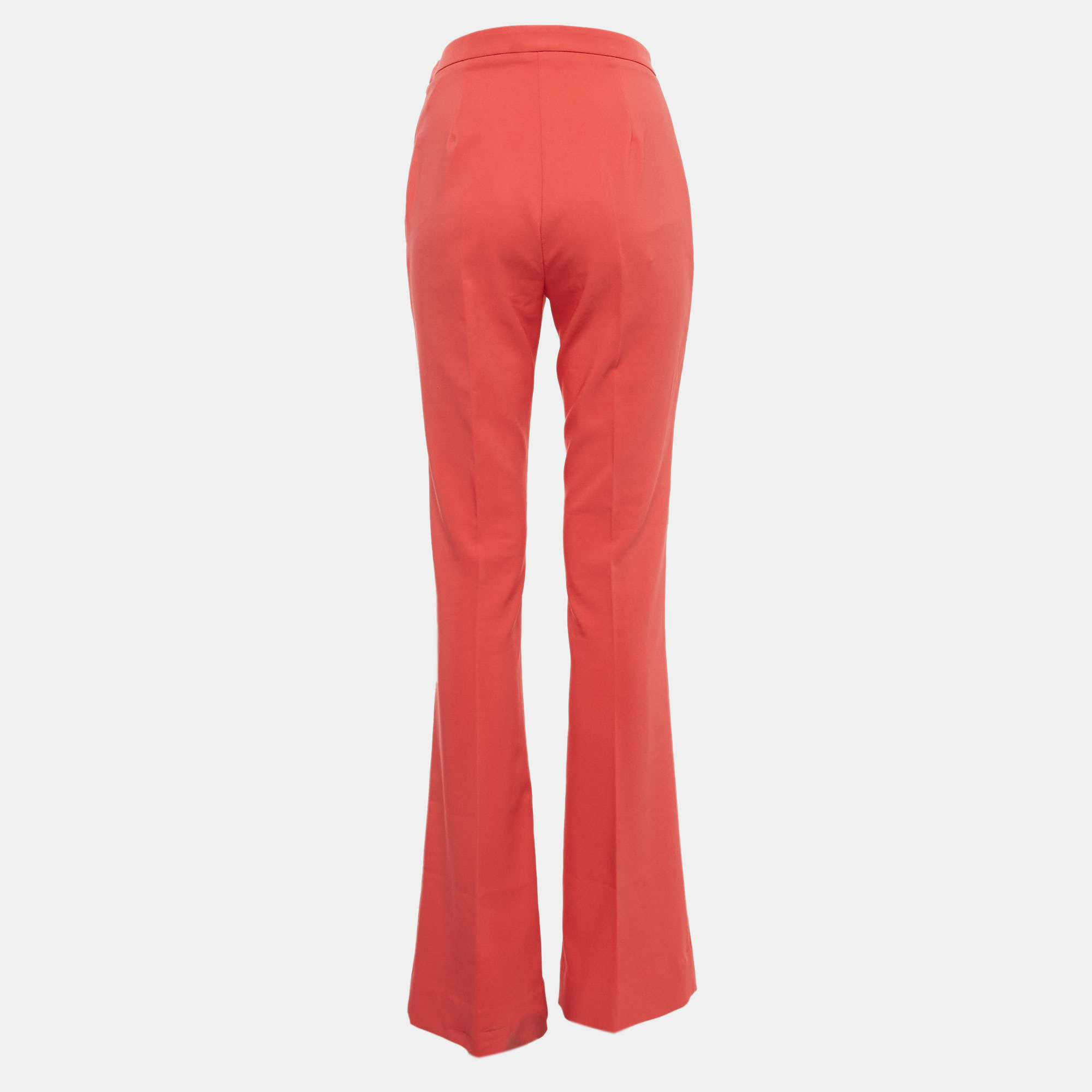 

Elisabetta Franchi Coral Pink Crepe Flared Trousers