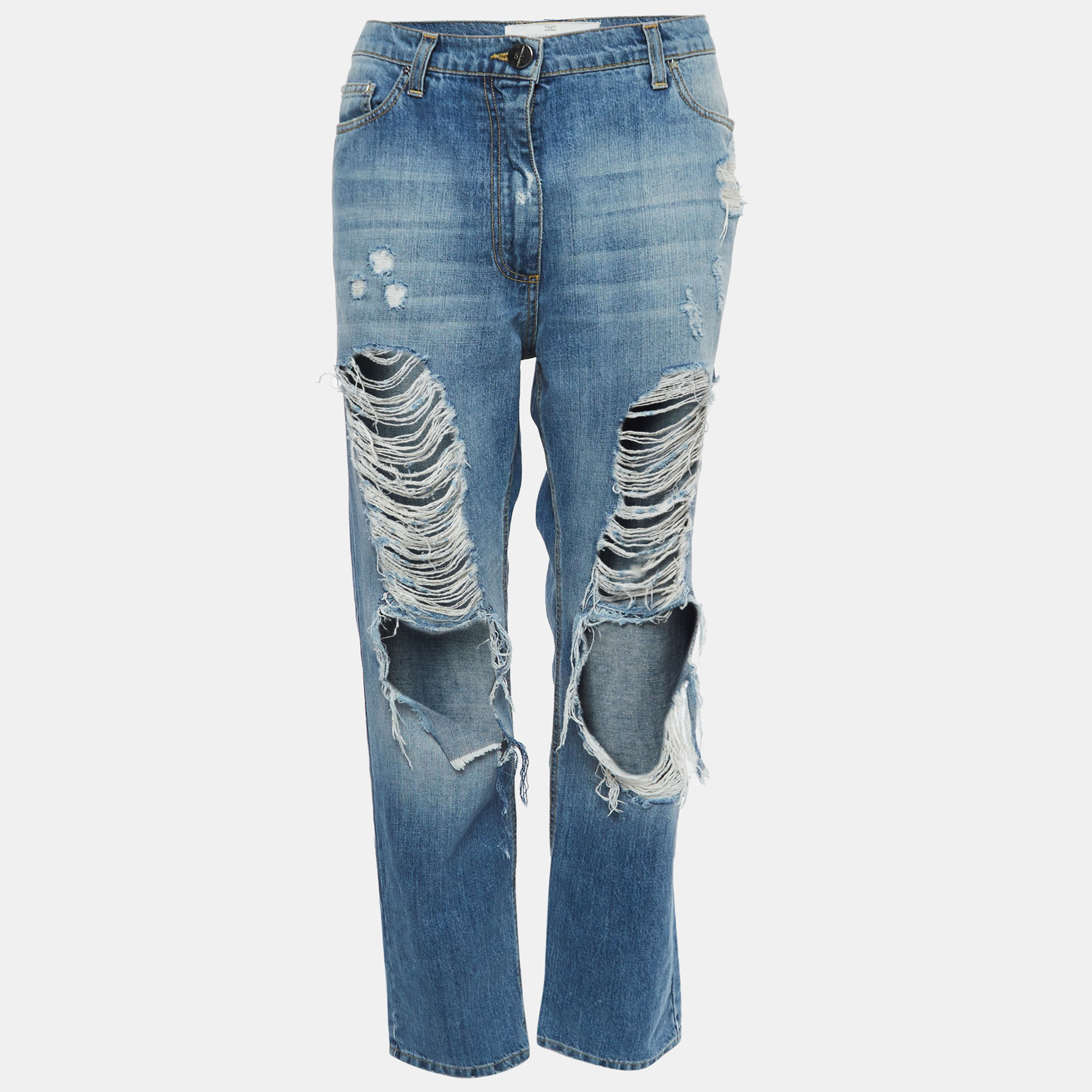 

Elisabetta Franchi Blue Ripped Denim Jeans  Waist 30