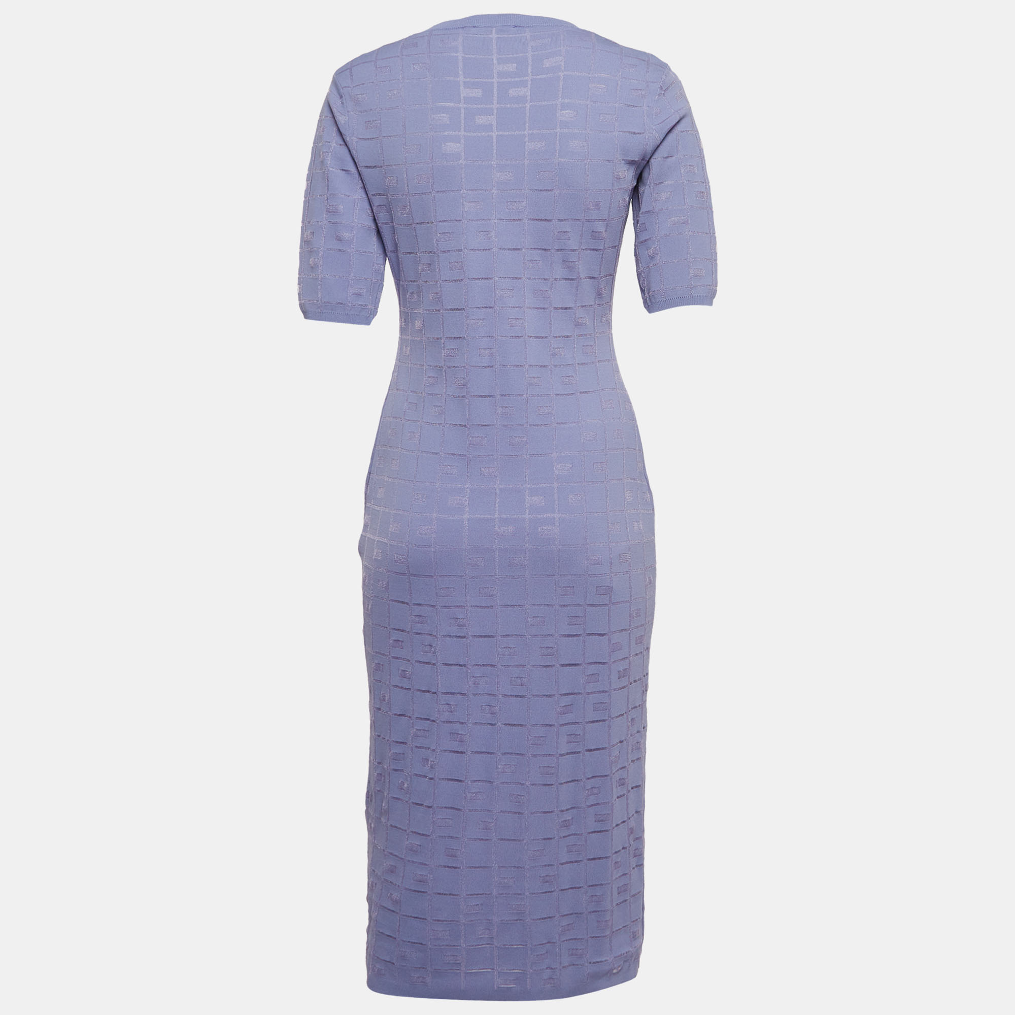 

Elisabetta Franchi Light Purple Logo Motif Knit Midi Dress