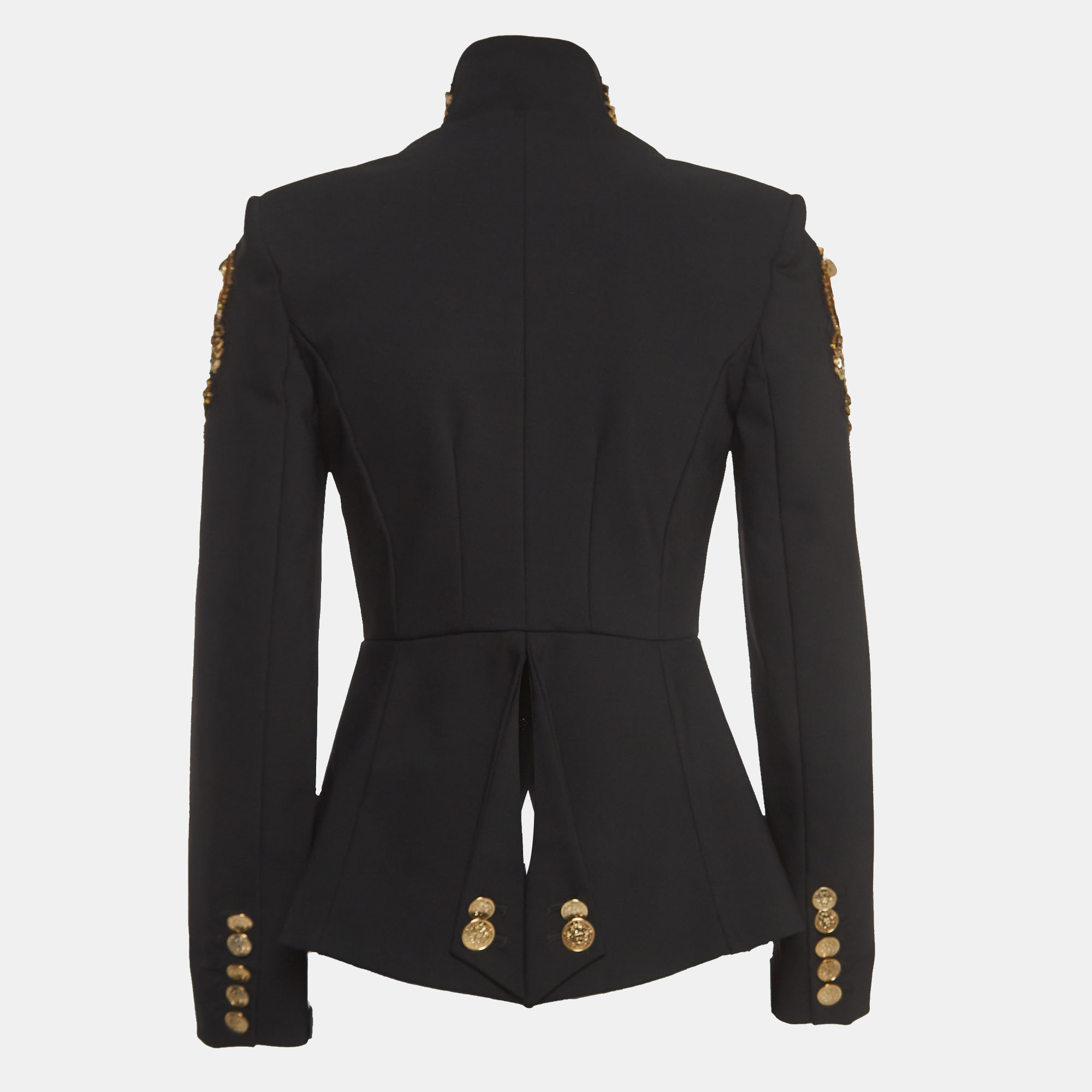 

Elisabetta Franchi Black/Gold Sequin-Embellished Crepe Blazer