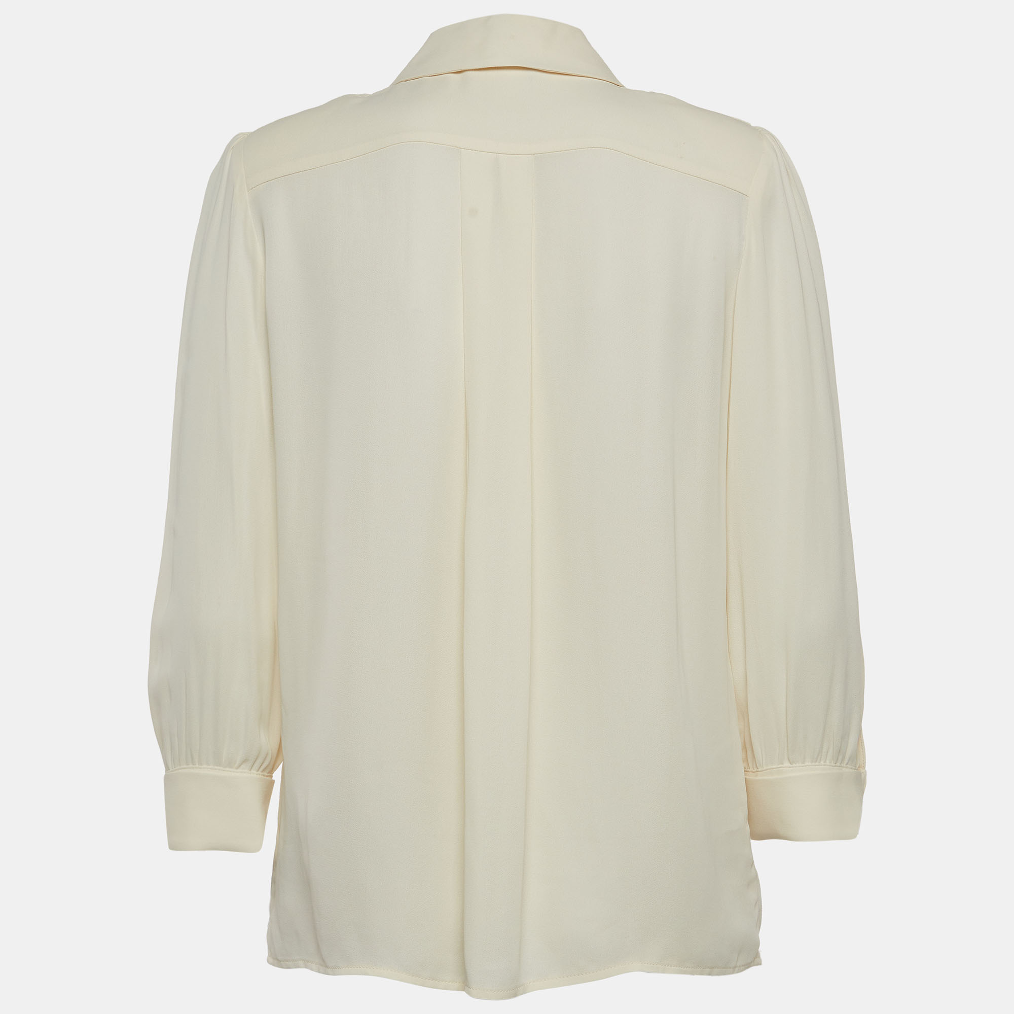 

Elisabetta Franchi Ivory White Crepe Safari Shirt