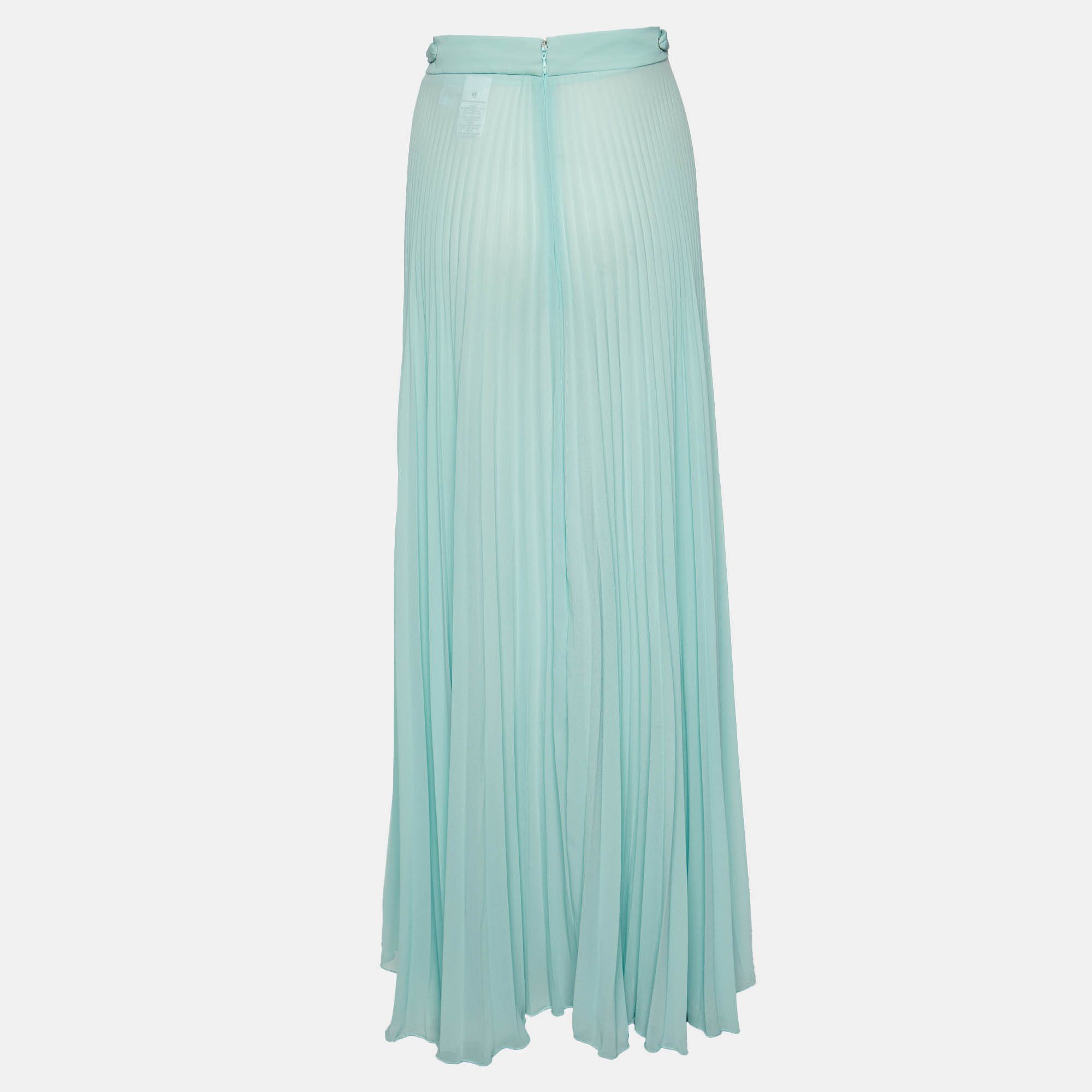 

Elisabetta Franchi Green Crepe Pleated Maxi Skirt