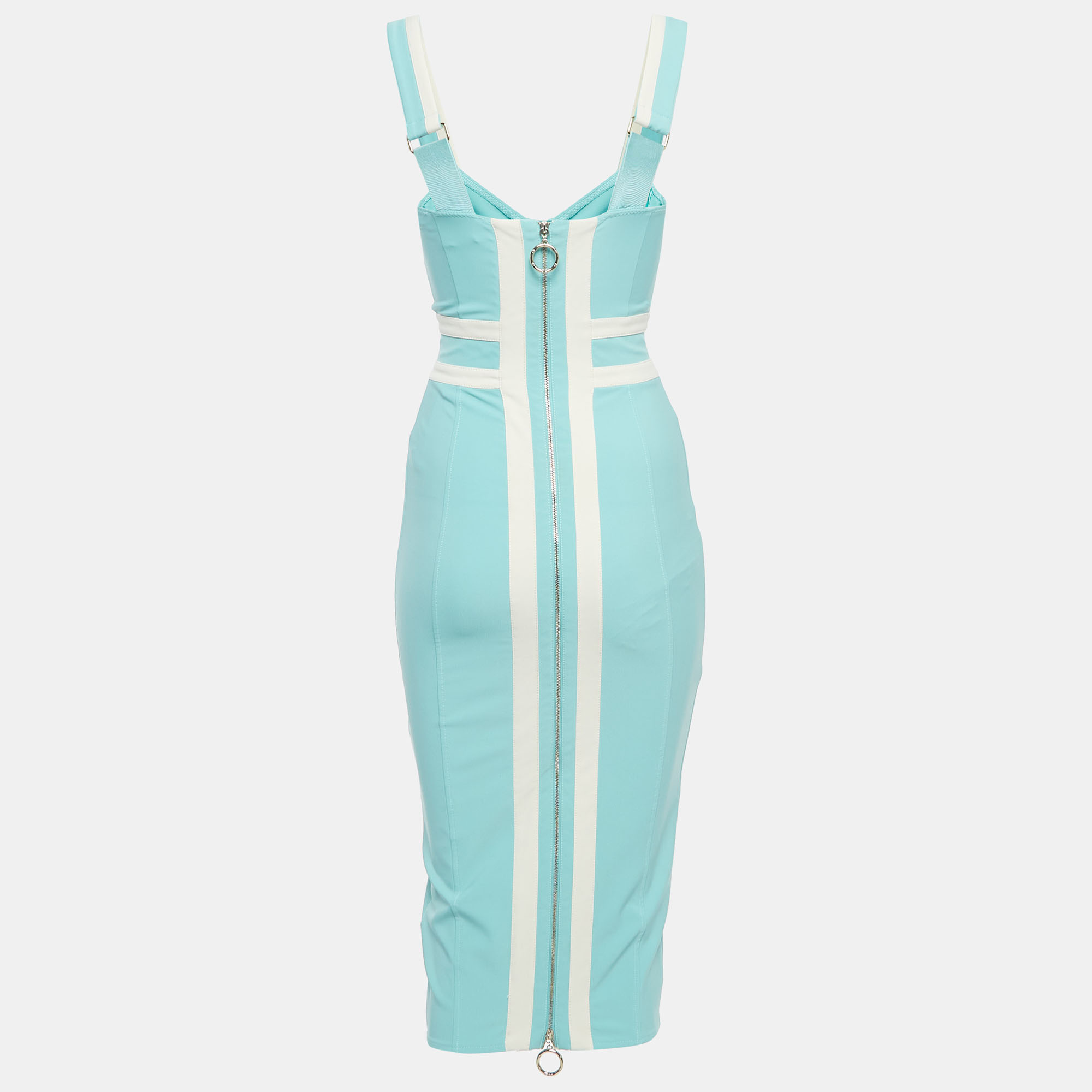 

Elisabetta Franchi Aqua Blue Nylon Pencil Midi Dress