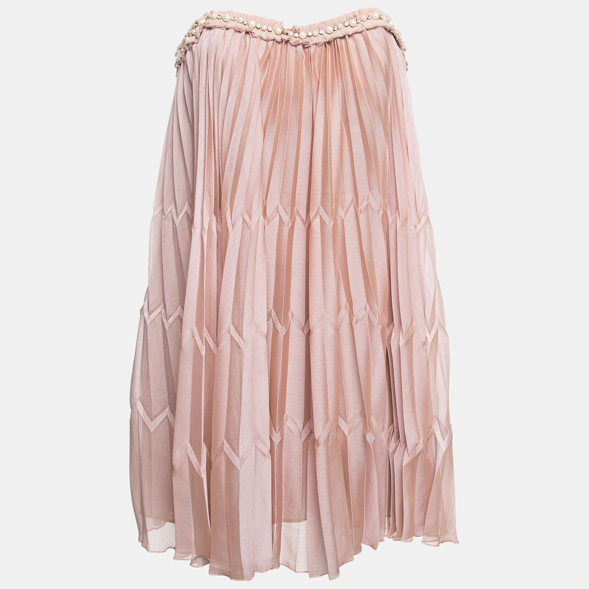 

Elisabetta Franchi Mauve Pink Pearl Detail Crepe Strapless Mini Dress