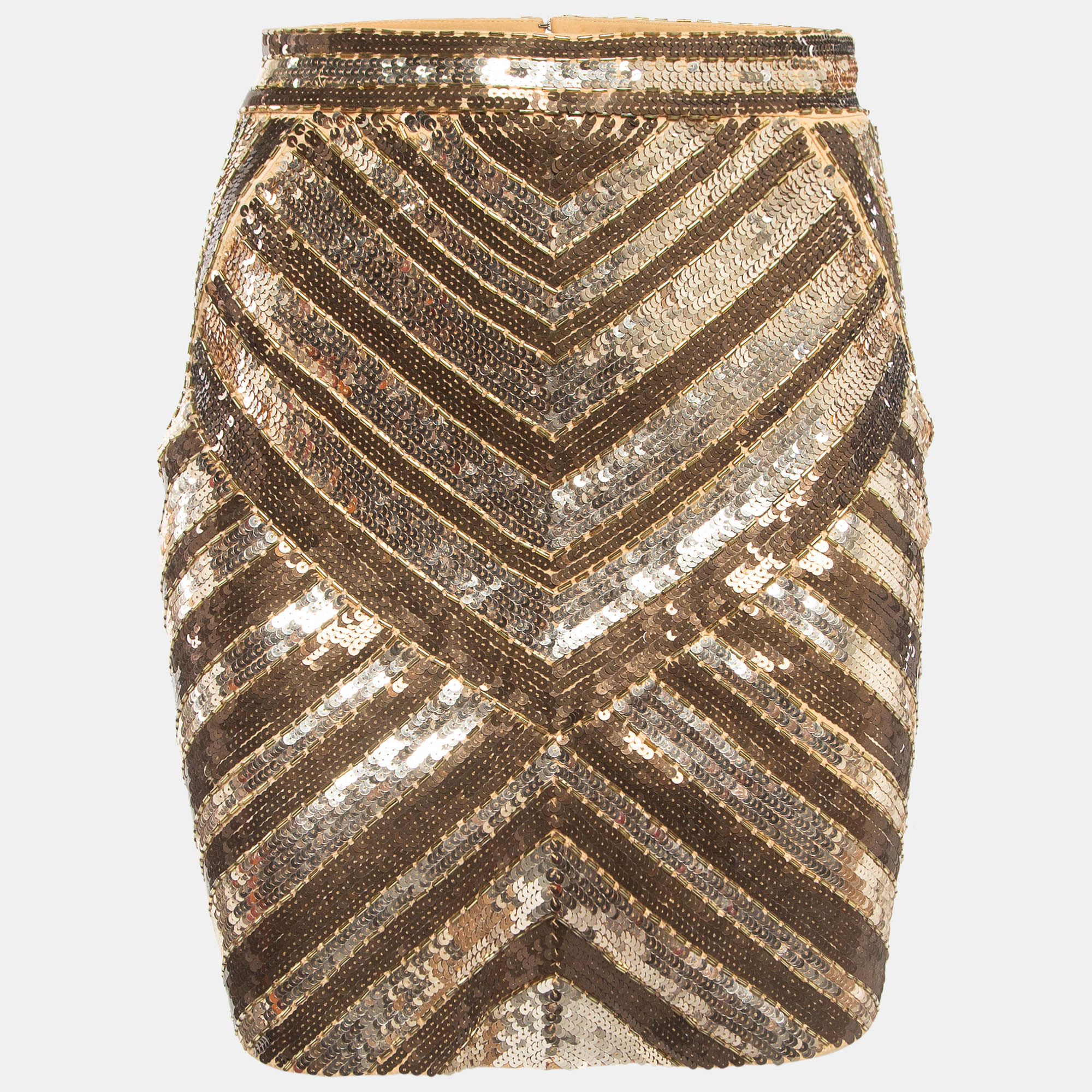 Pre-owned Elisabetta Franchi Gold Sequined Mini Skirt S