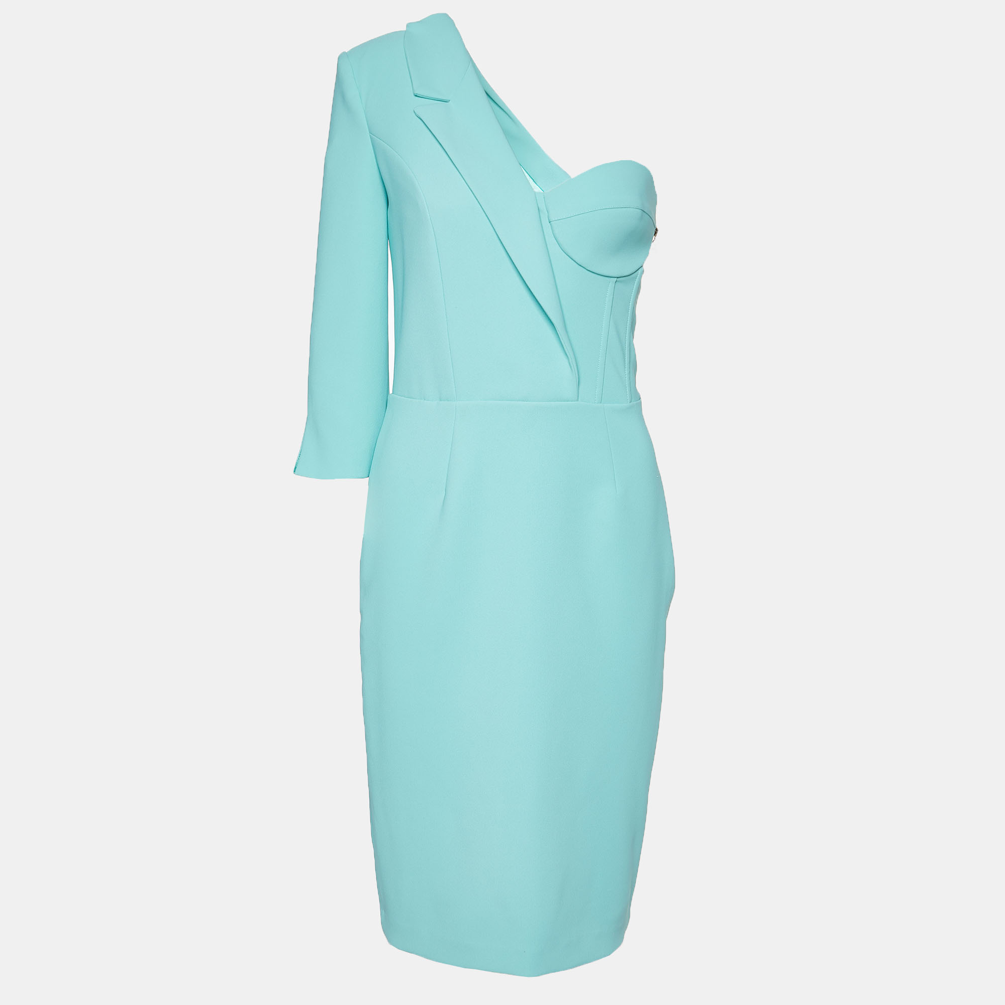 

Elisabetta Franchi Green Crepe One-Shoulder Corset Dress M