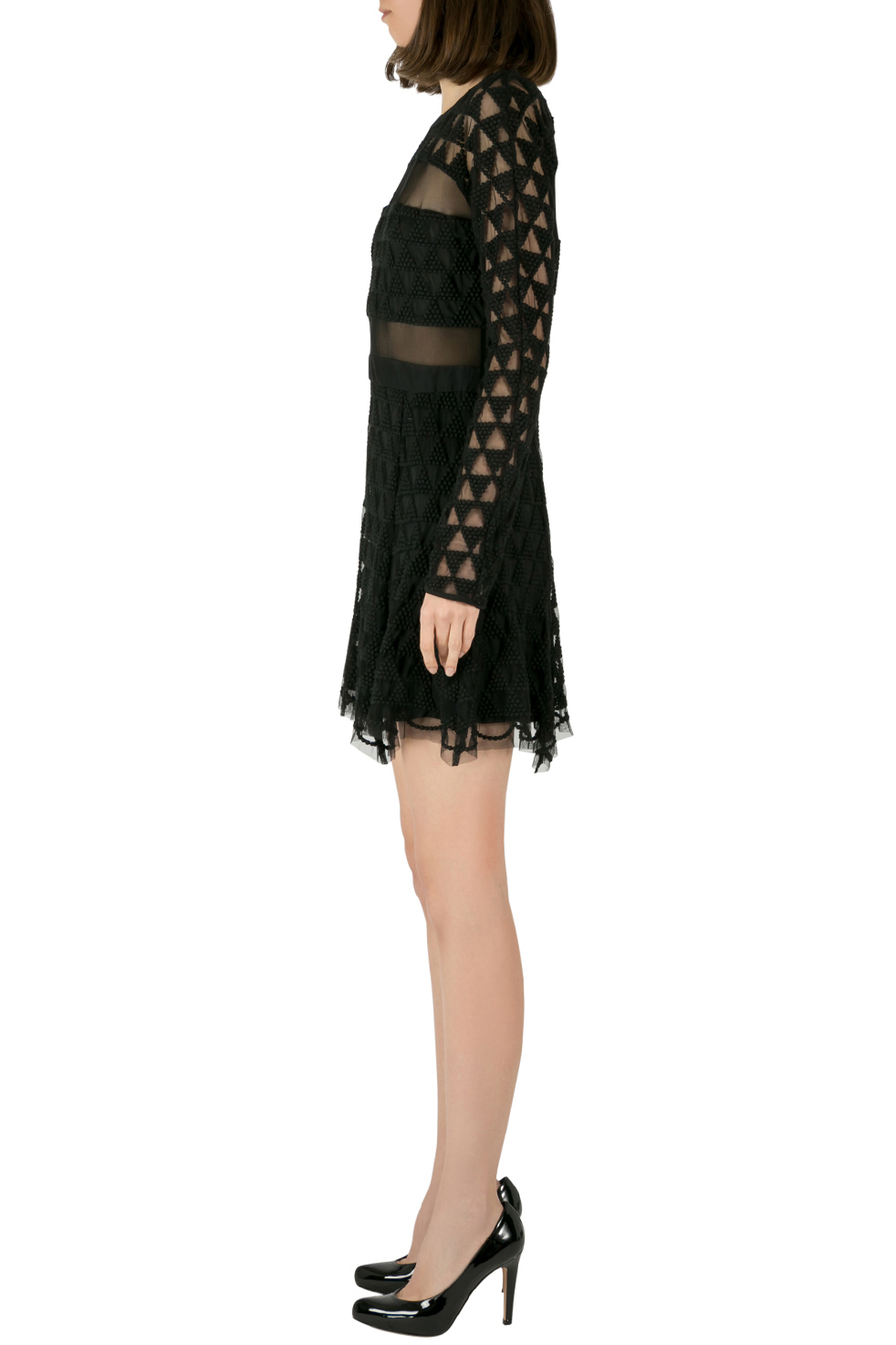 

Elizabeth and James Black Embroidered Mesh Overlay Valencia Dress