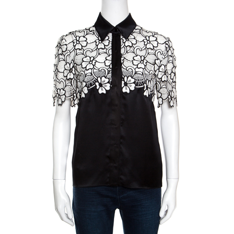 Pre Owned بلوزة إيمانويل أونغارو دانتيل مونوكرومي مورد مفرغ S