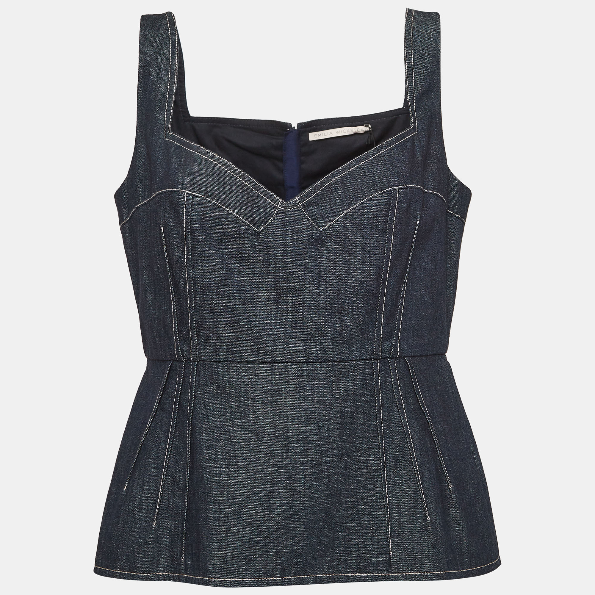 

Emilia Wickstead Blue Apple Denim Bustier Top L