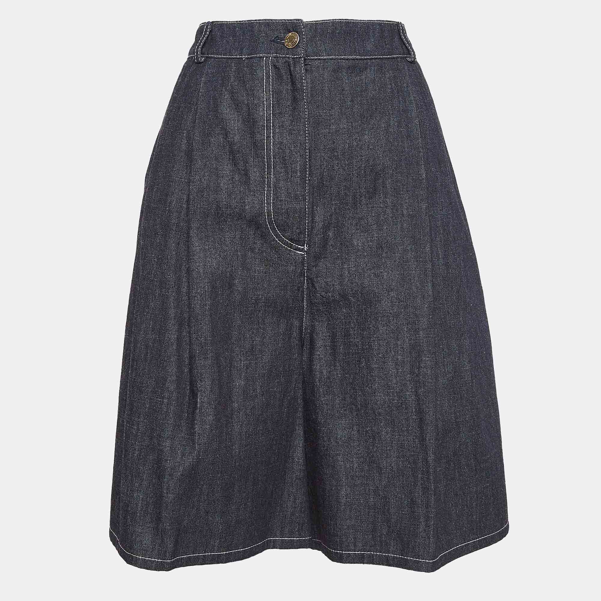 

Emilia Wickstead Navy Denim Flared Shorts M, Navy blue