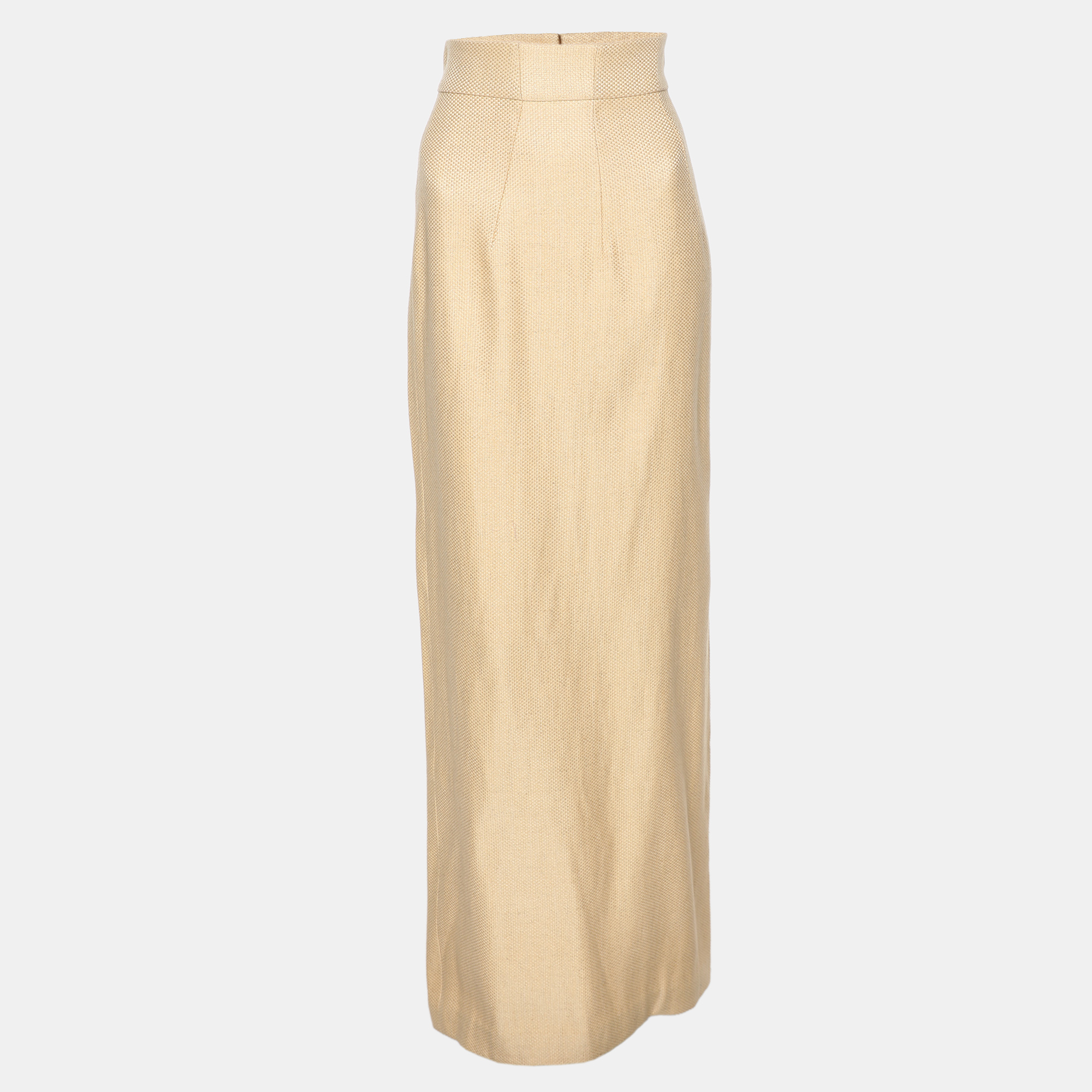 Pre-owned Emilia Wickstead Beige Textured Fabric Maxi Skirt M In Sand