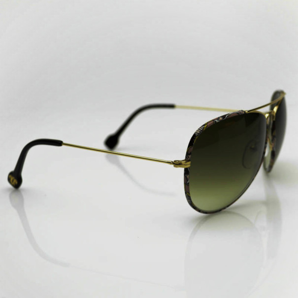 Pre Owned Emilio Pucci Gold EP125S Aviator Unisex Sunglasses