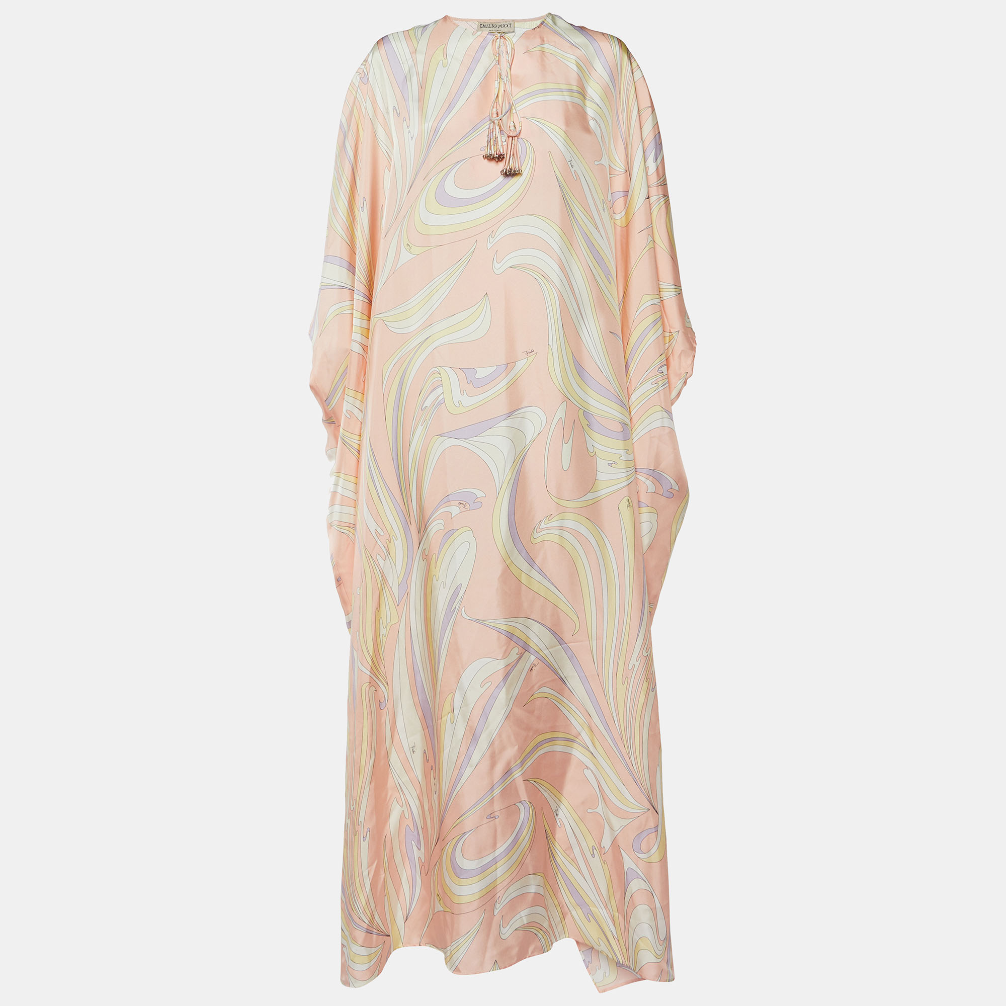 

Emilio Pucci Peach Vortici Print Silk Kaftan, Pink