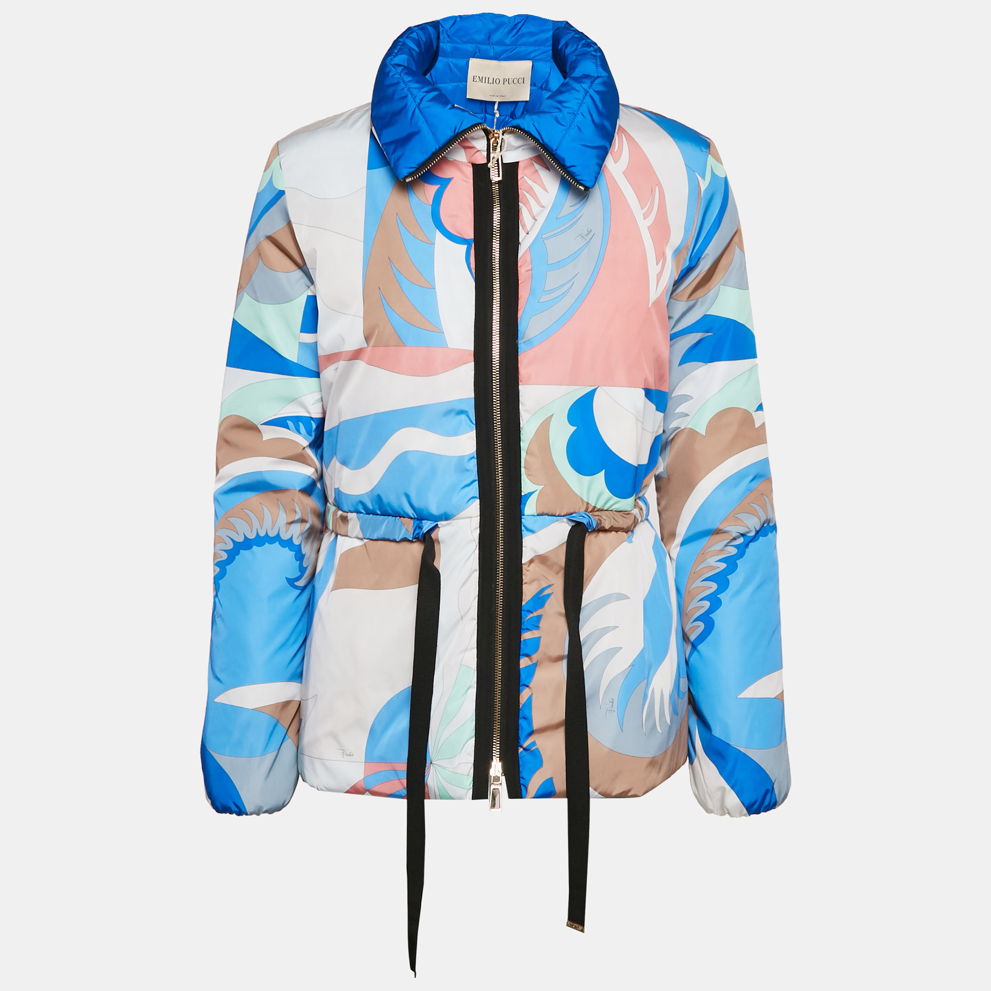 

Emilio Pucci Blue Fluilio Print Nylon Down Jacket S