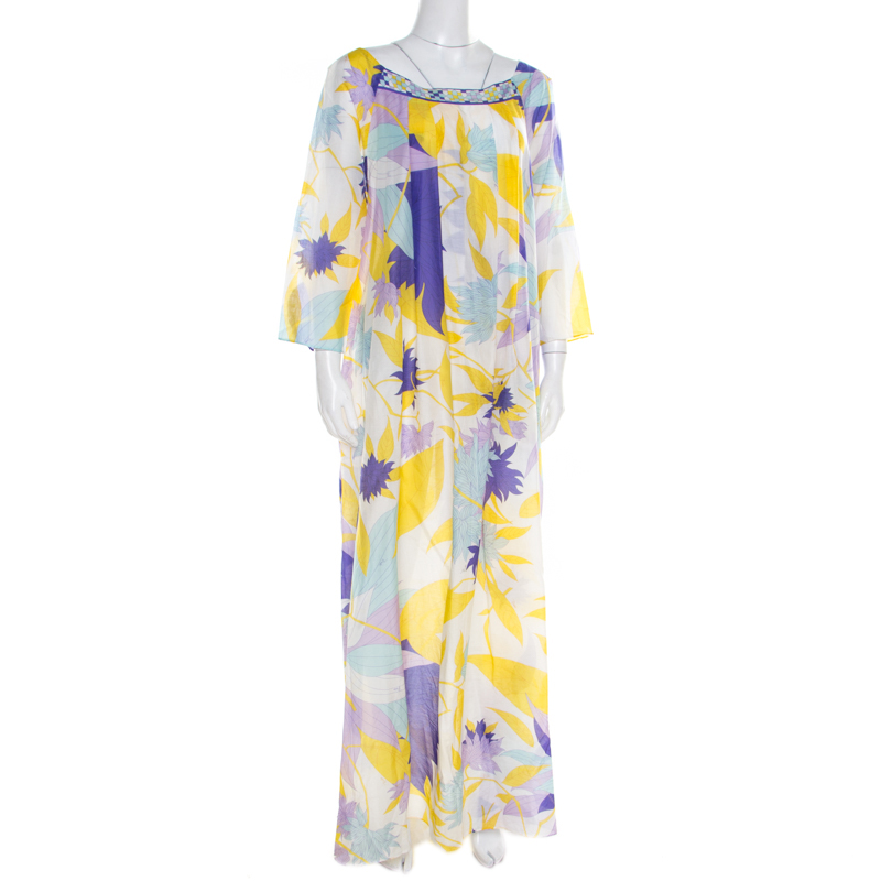 

Emilio Pucci Multicolor Leaf Printed Cotton and Silk Dress