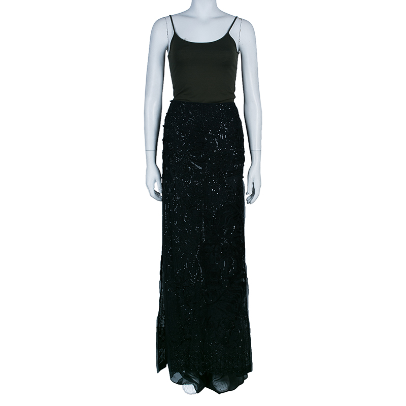 

Emilio Pucci Black Beaded Maxi Skirt