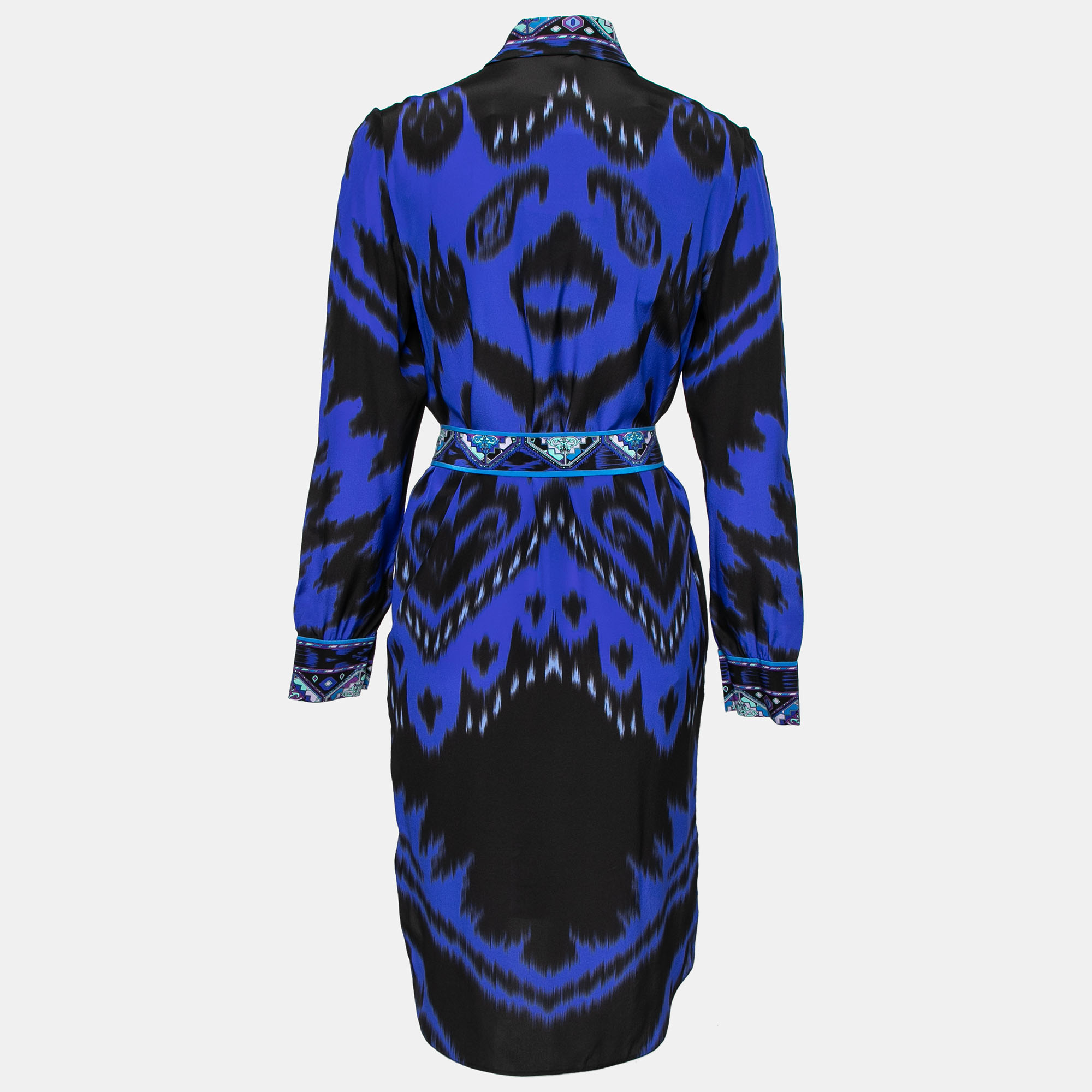 

Emilio Pucci Blue Printed Silk Shirt Dress