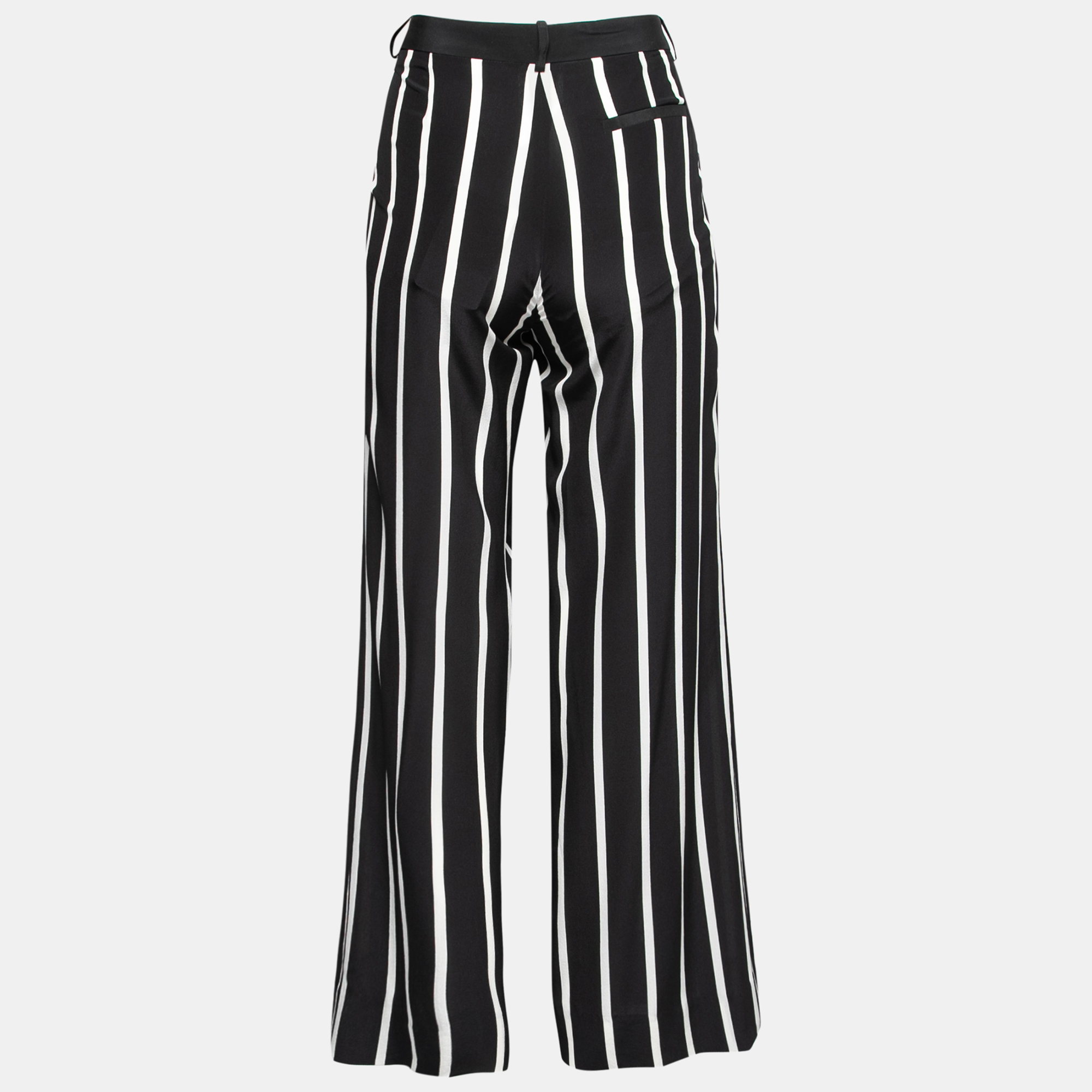 

Emilio Pucci Black Striped Silk Wide Leg Trousers