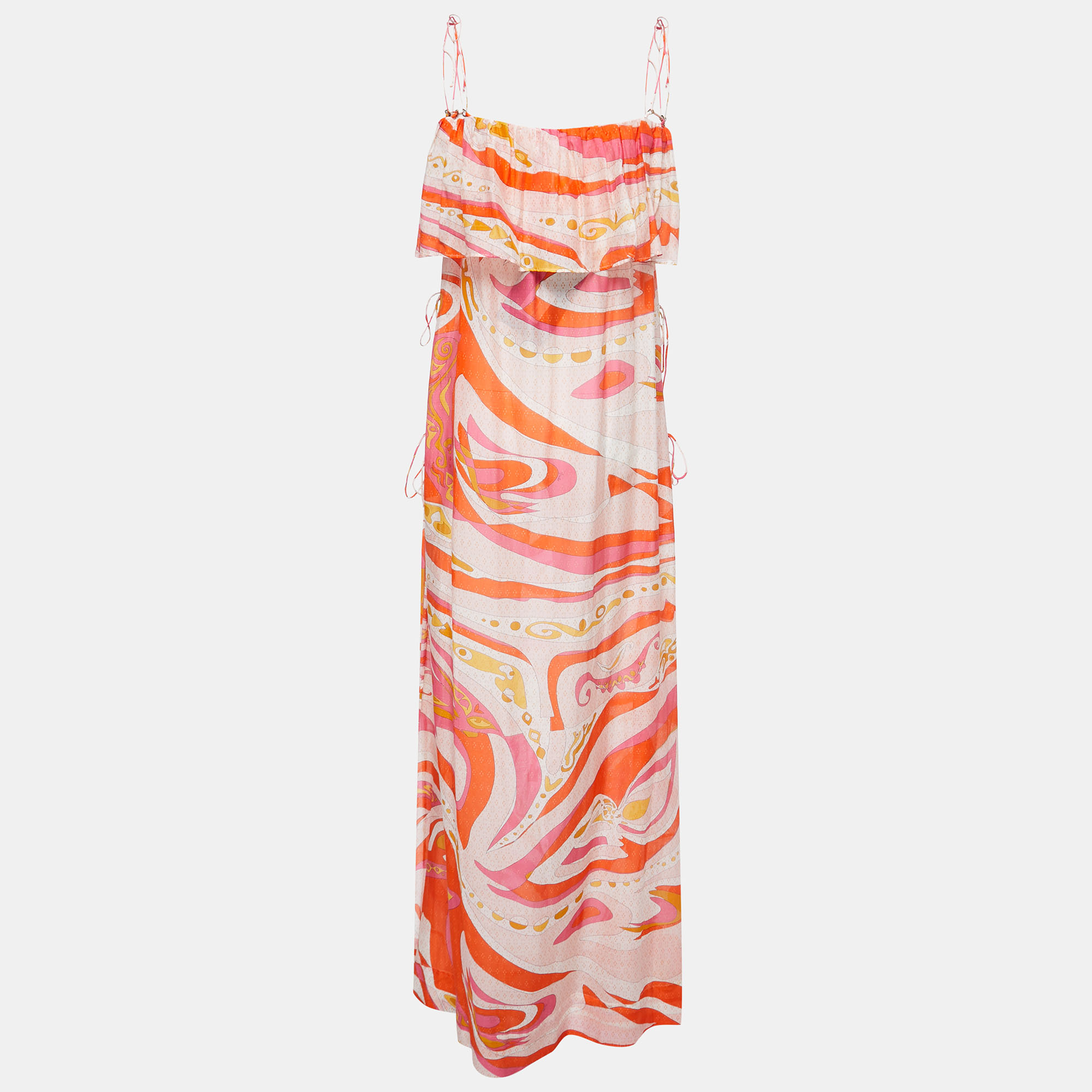 

Emilio Pucci Multicolor Printed Cotton & Silk Maxi Dress