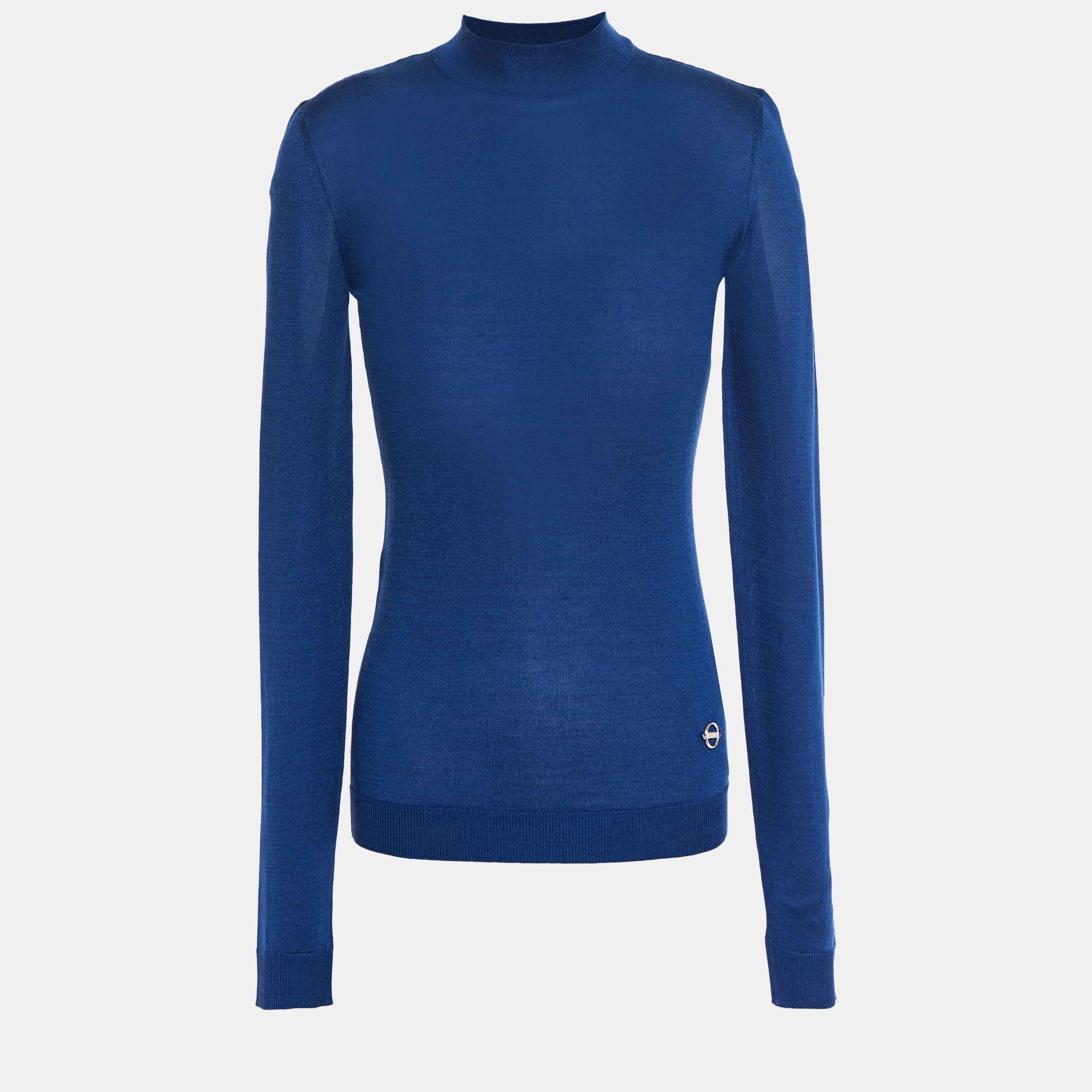 Pre-owned Emilio Pucci Silk Turtleneck Sweater Xs In Blue