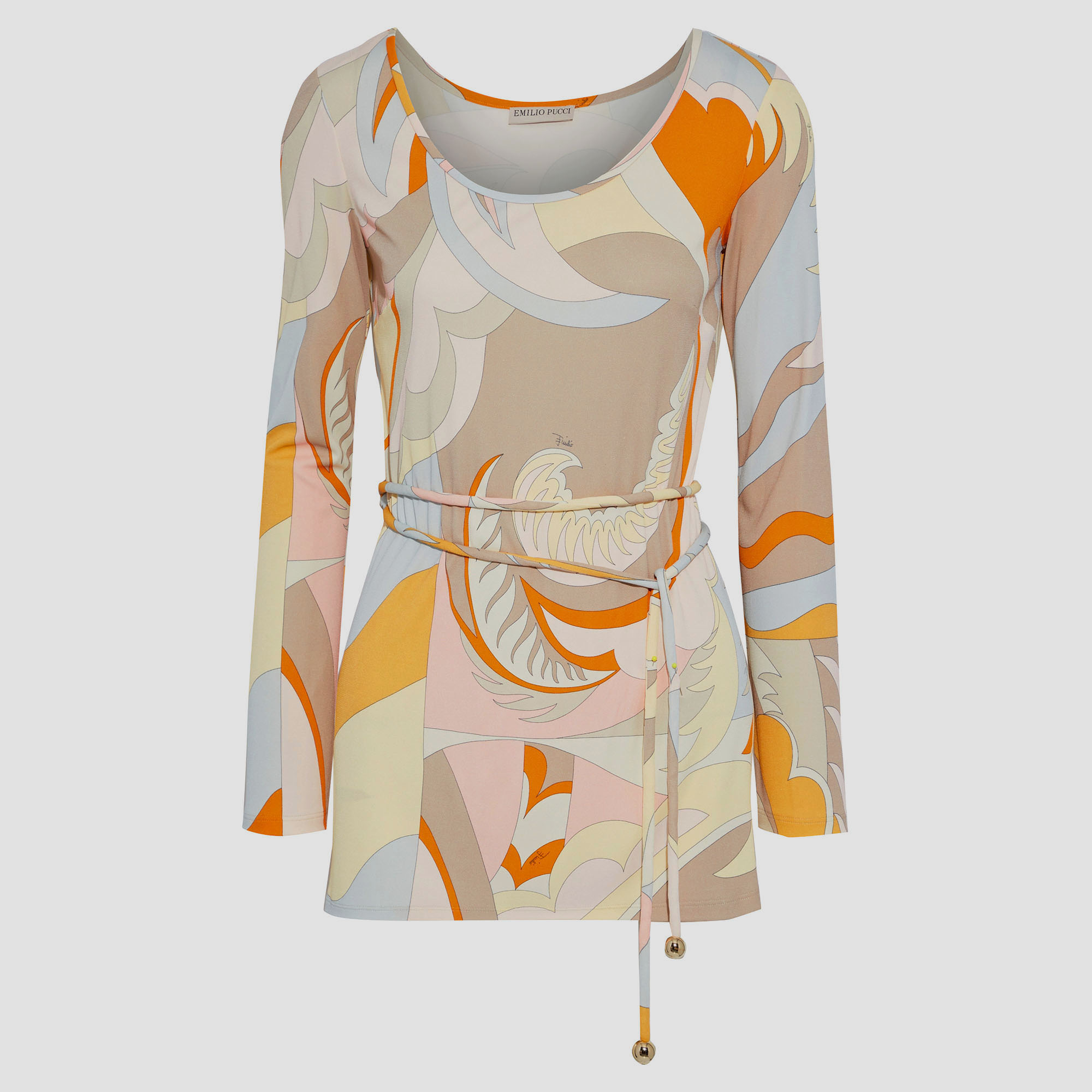 Pre-owned Emilio Pucci Viscose Long Sleeved Top 48 In Multicolor