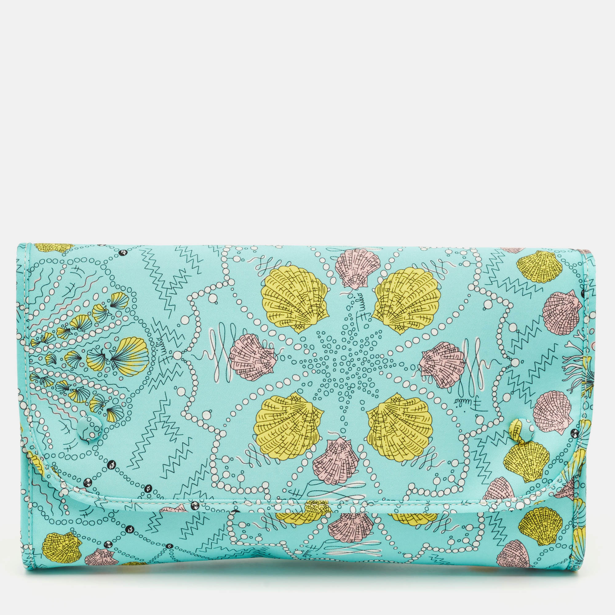 Pre-owned Pucci Green/multicolor Conchiglie Print Fabric Pouch