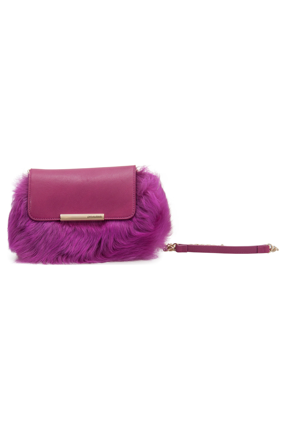 

Emilio Pucci Fuchsia Fur and Leather Mini Newton Chain Shoulder Bag, Pink