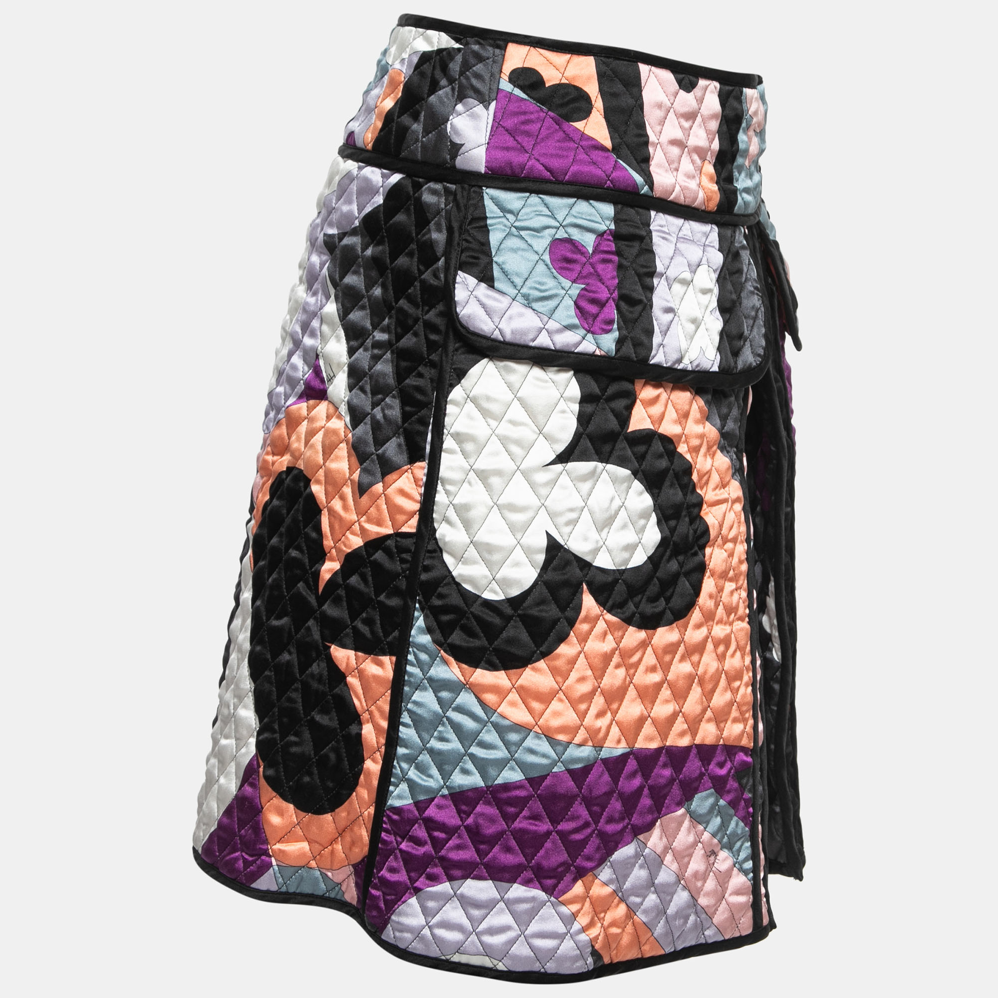 

Emilio Pucci Multicolor Printed Satin Quilted Mini Skirt