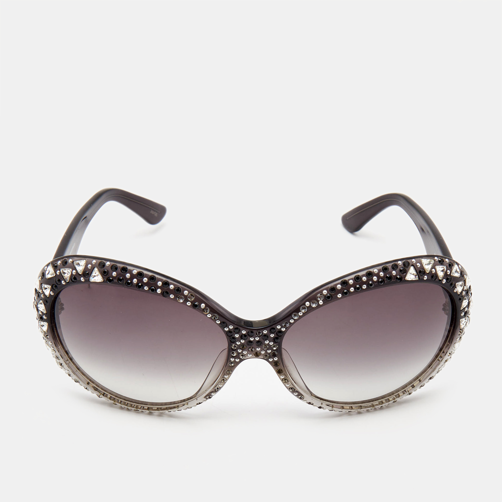 Pre-owned Emilio Pucci Black Gradient Ep632sr Crystals Oversized Sunglasses