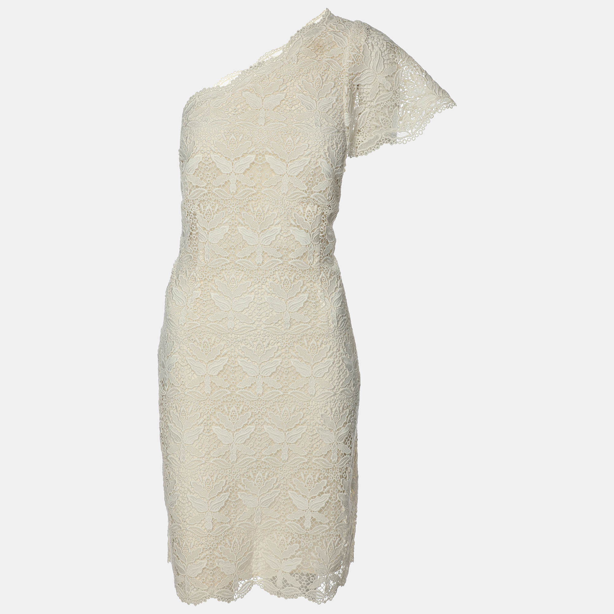 

Emilio Pucci Cream Lace One Shoulder Dress M