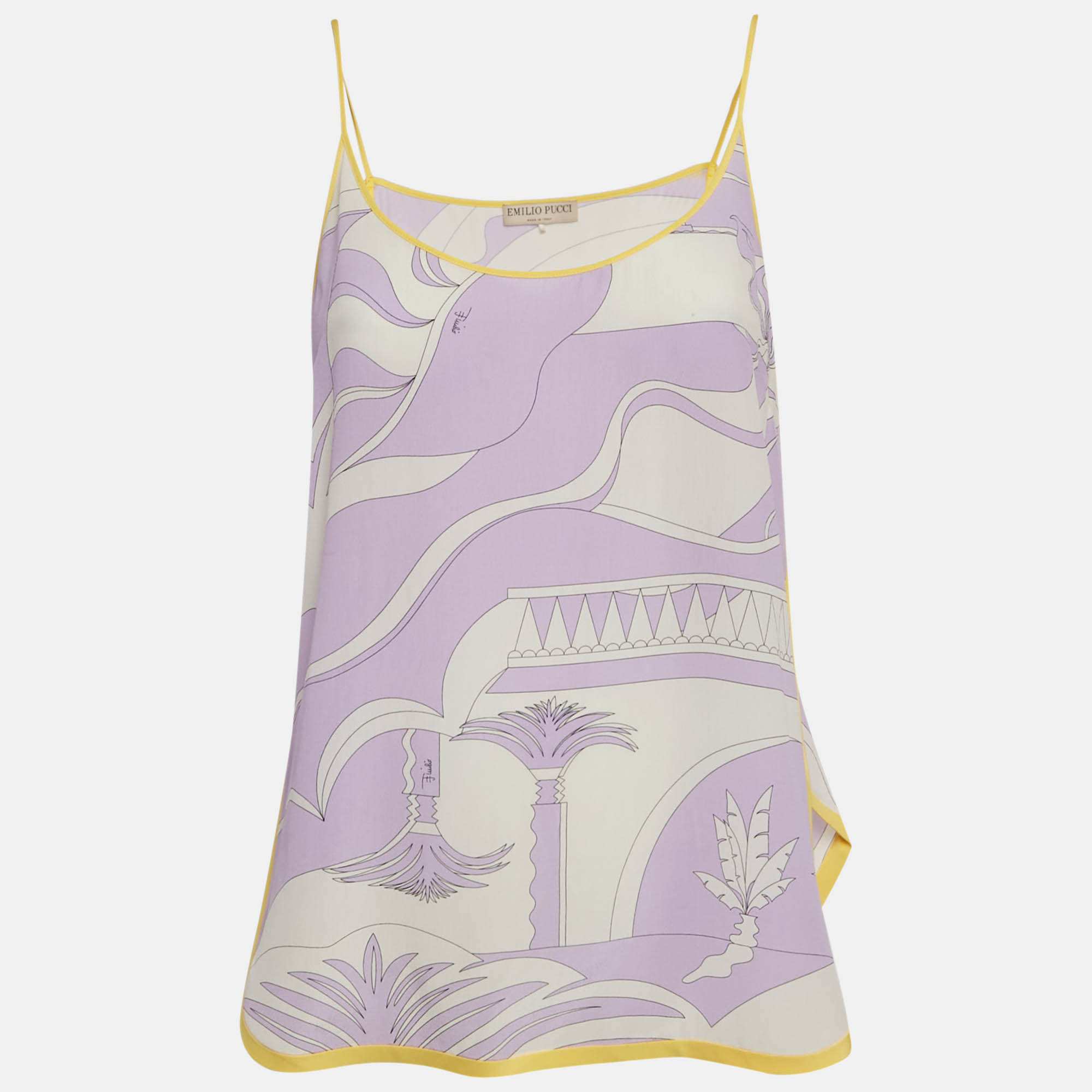 

Emilio Pucci Lavender Fuilio Print Silk Cami Top M, Purple