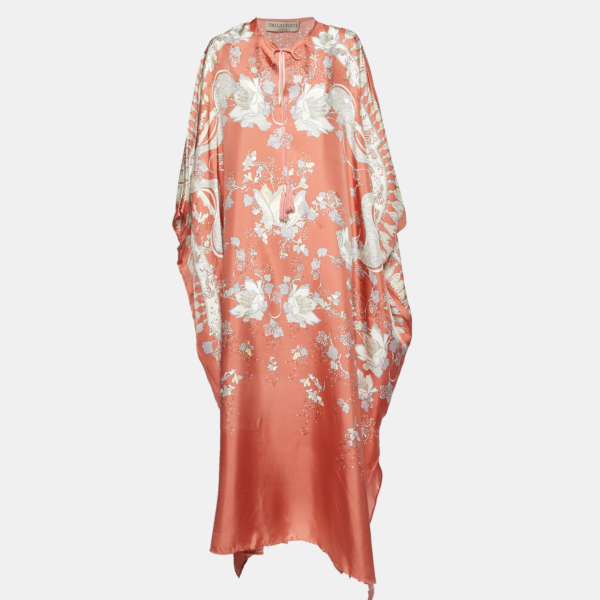 

Emilio Pucci Peach/Pink Floral Print Silk Kaftan