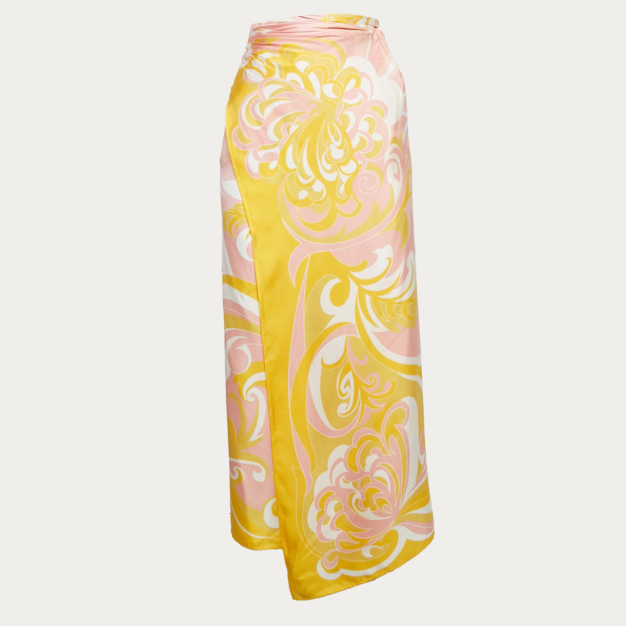 

Emilio Pucci Pink/Yellow Albizia Print Silk Sarong M