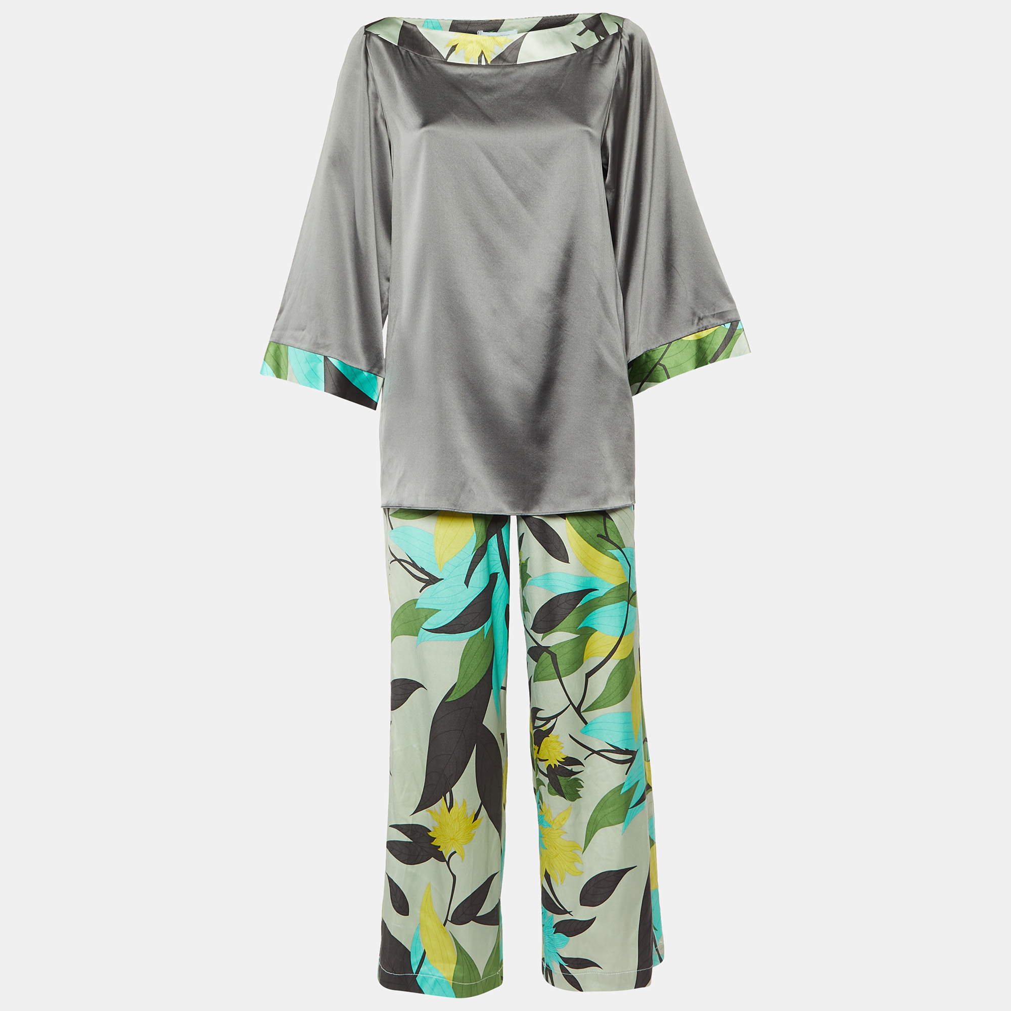 

Emilio Pucci Green/Grey Printed Silk Satin Co-Ord Set S/M